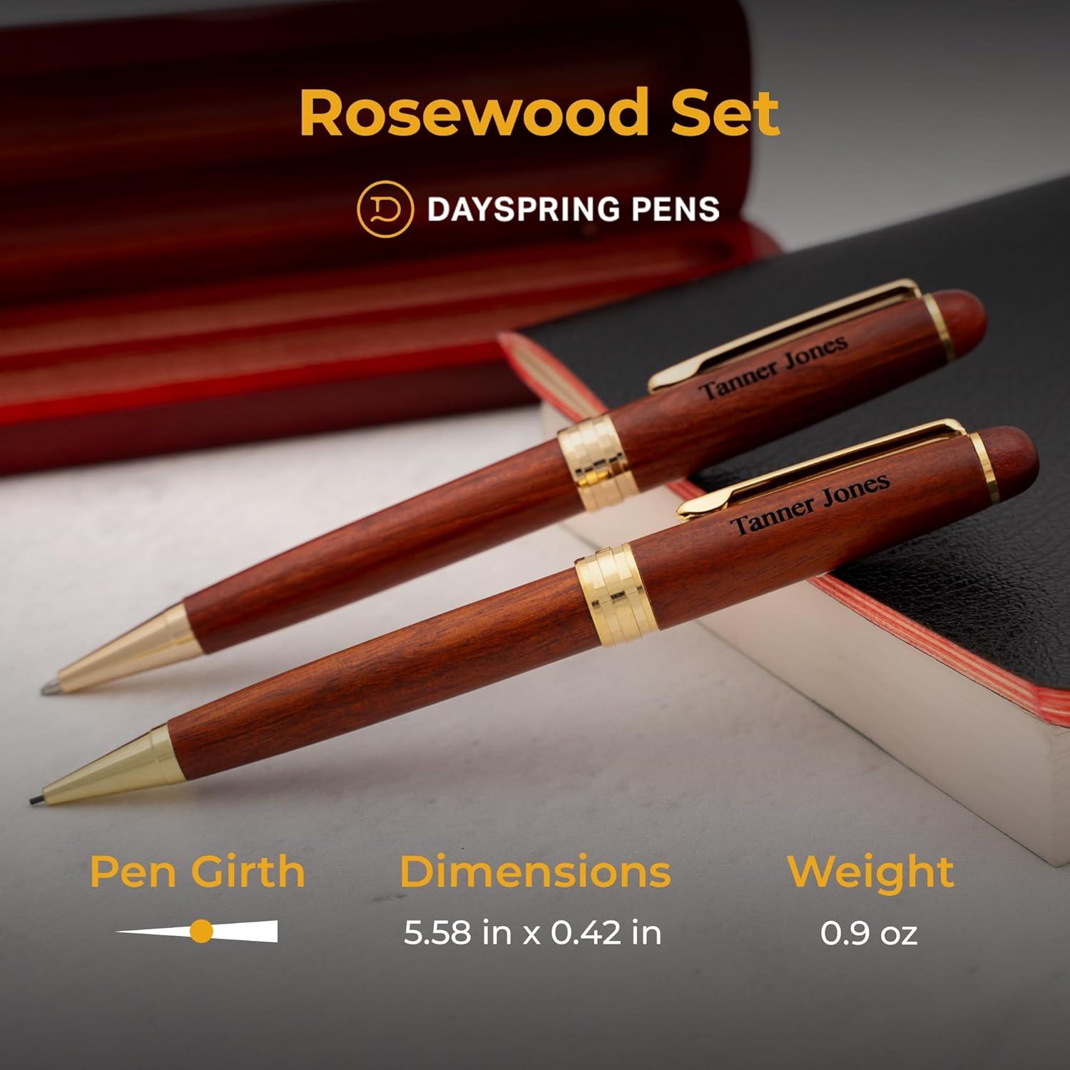 Conjunto de Bolígrafo y Lápiz Personalizado Días de Primavera - Madera de Rosa