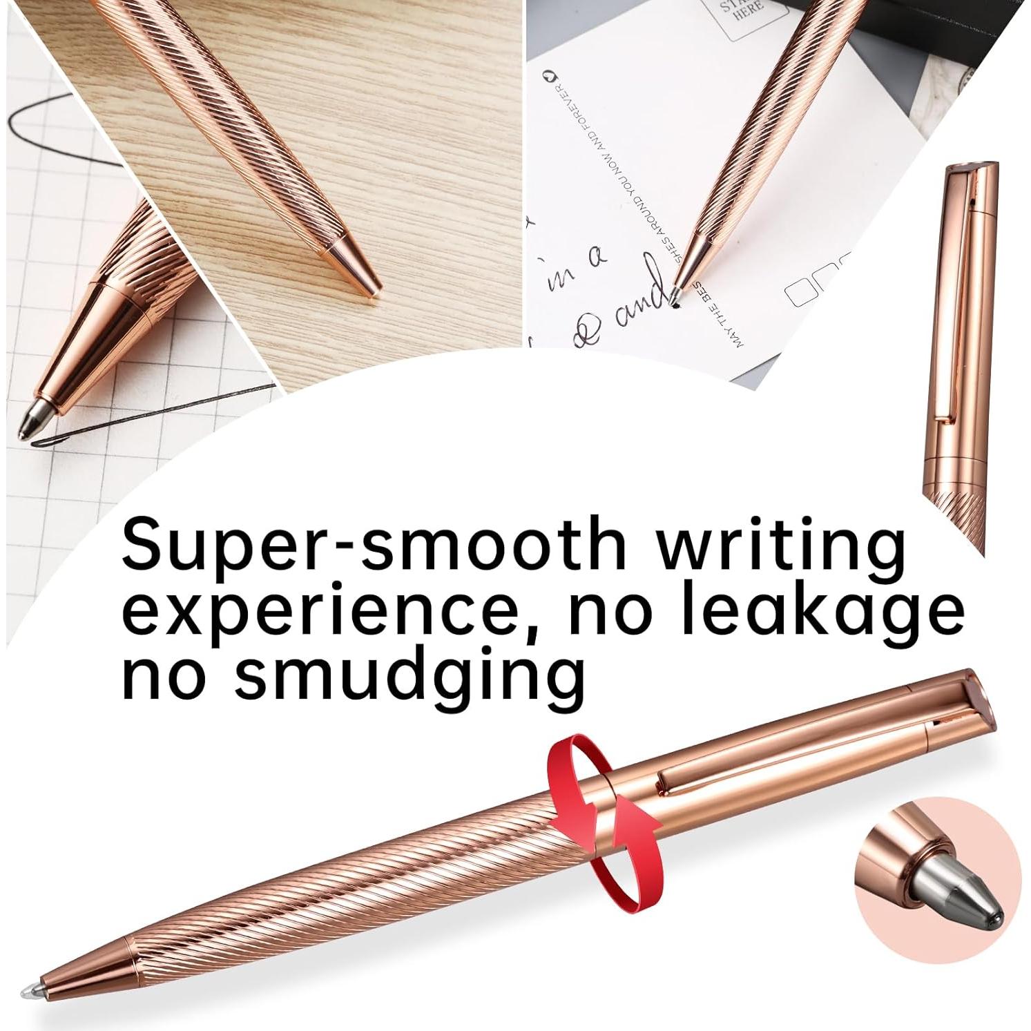 Bolígrafo Retráctil Eslye Oro Rosa 1.0mm Tinta Negra con Estuche