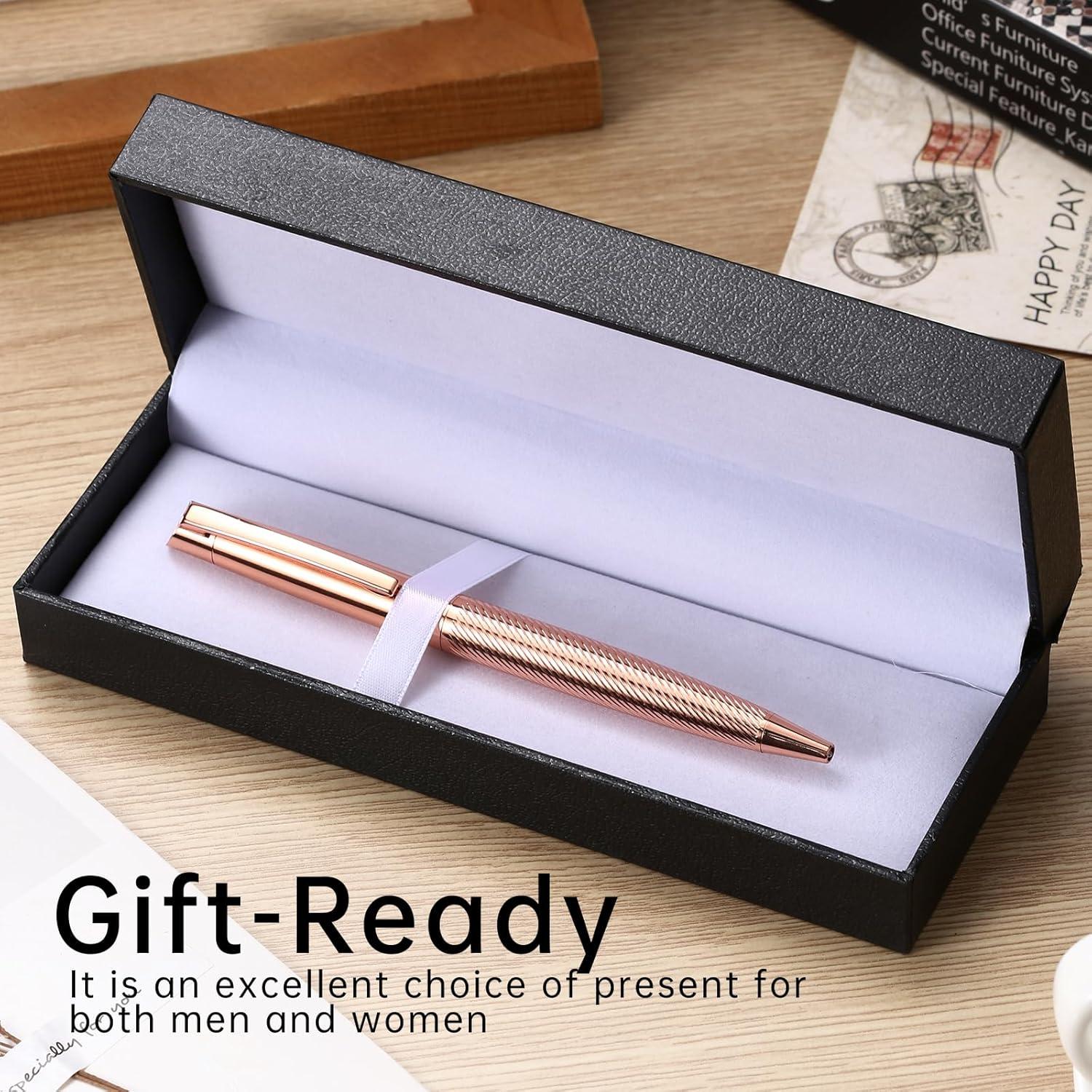 Bolígrafo Retráctil Eslye Oro Rosa 1.0mm Tinta Negra con Estuche