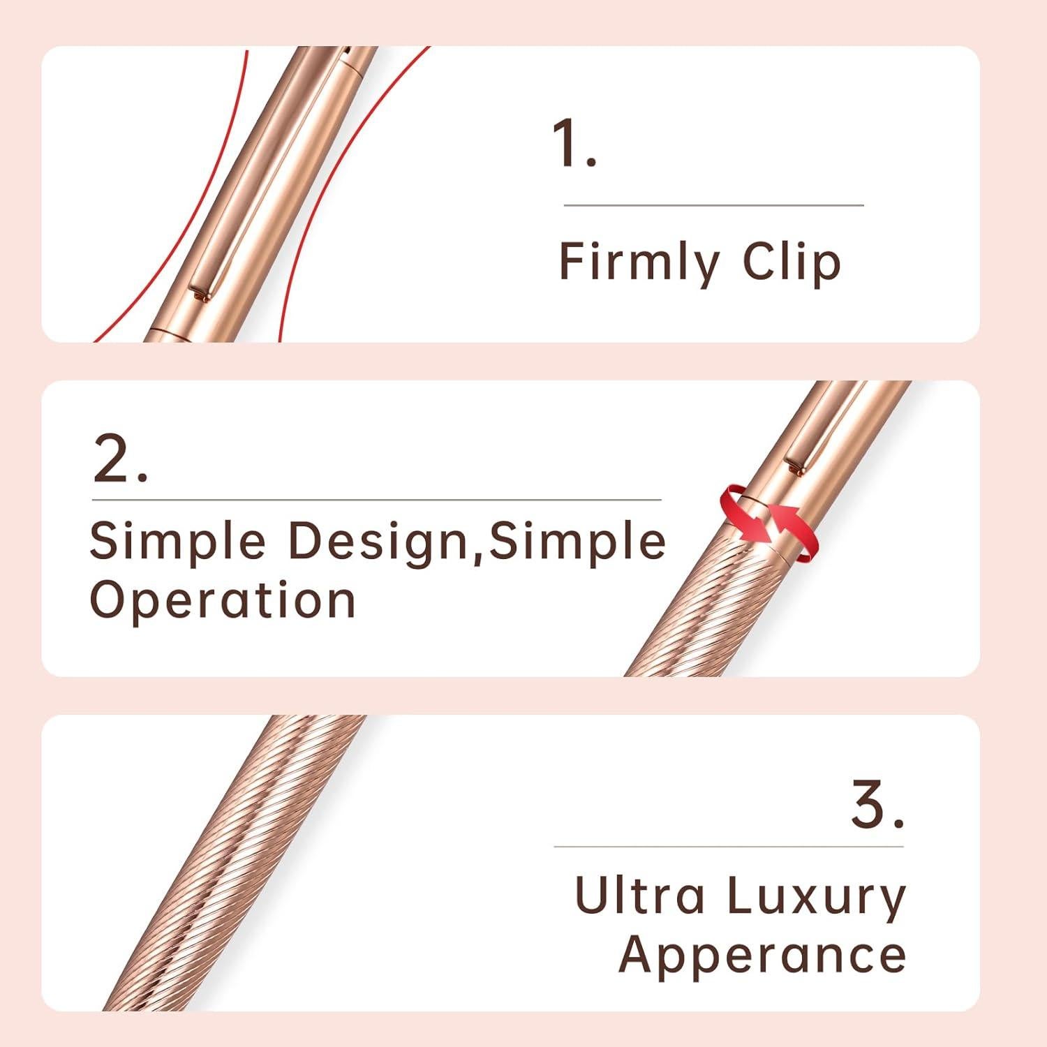 Bolígrafo Retráctil Eslye Oro Rosa 1.0mm Tinta Negra con Estuche