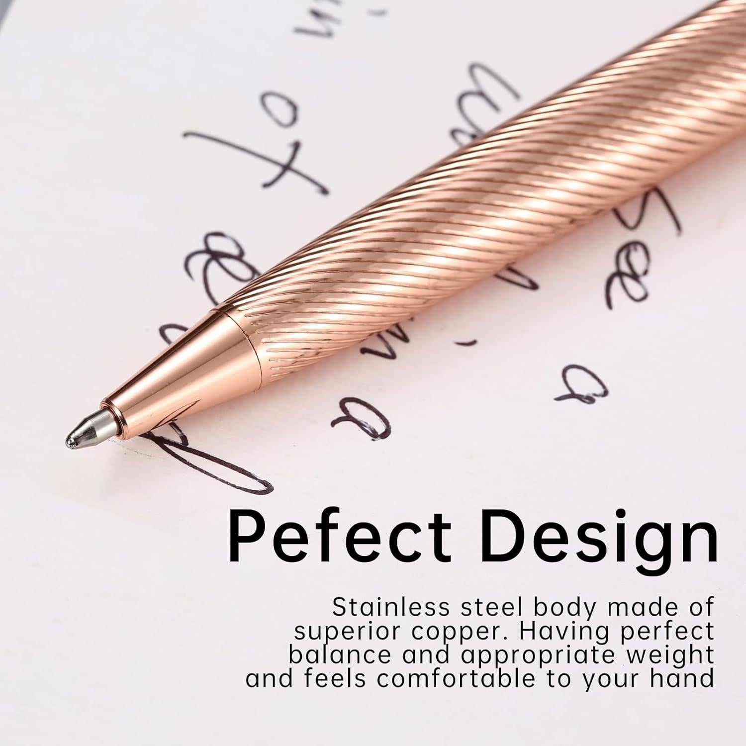 Bolígrafo Retráctil Eslye Oro Rosa 1.0mm Tinta Negra con Estuche