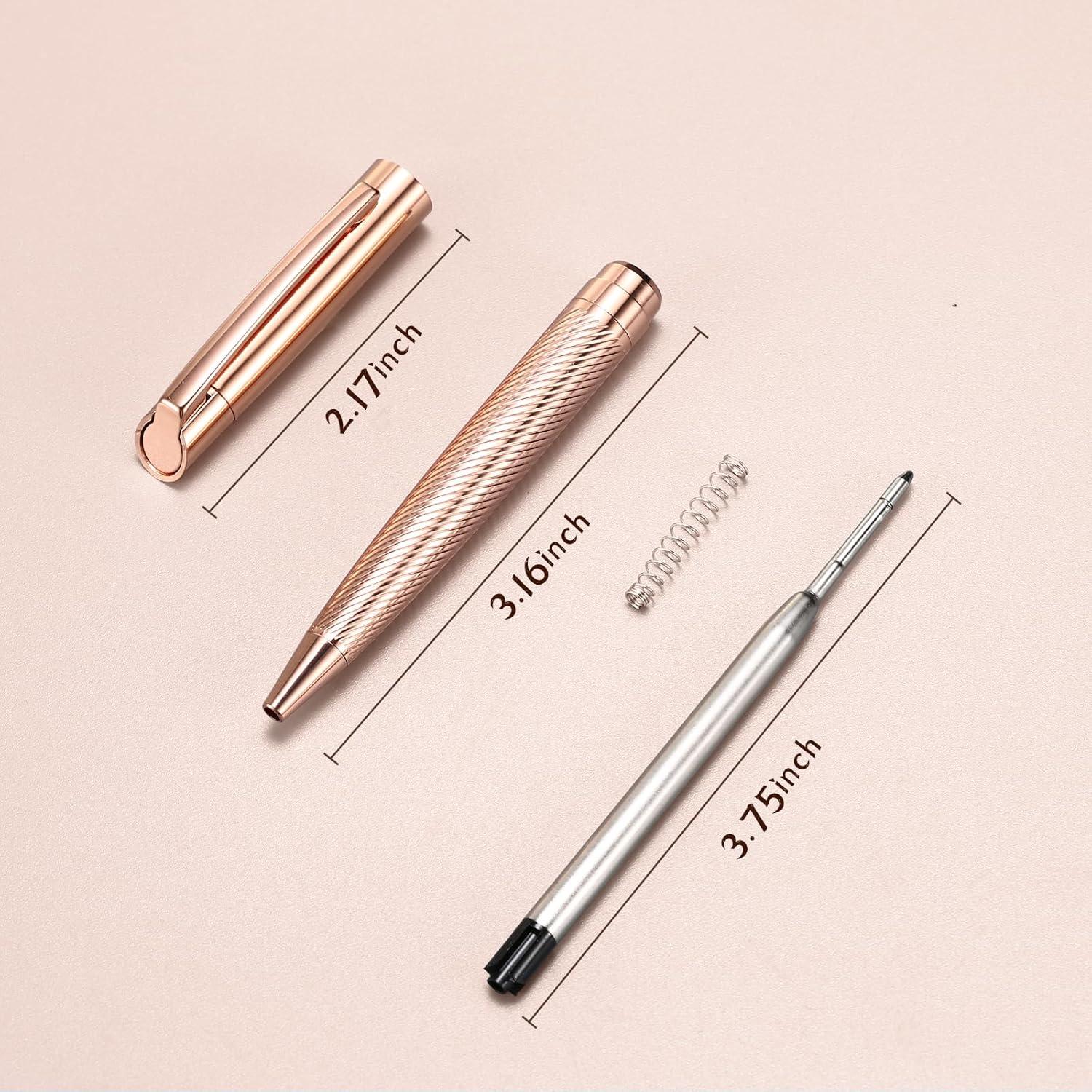 Bolígrafo Retráctil Eslye Oro Rosa 1.0mm Tinta Negra con Estuche