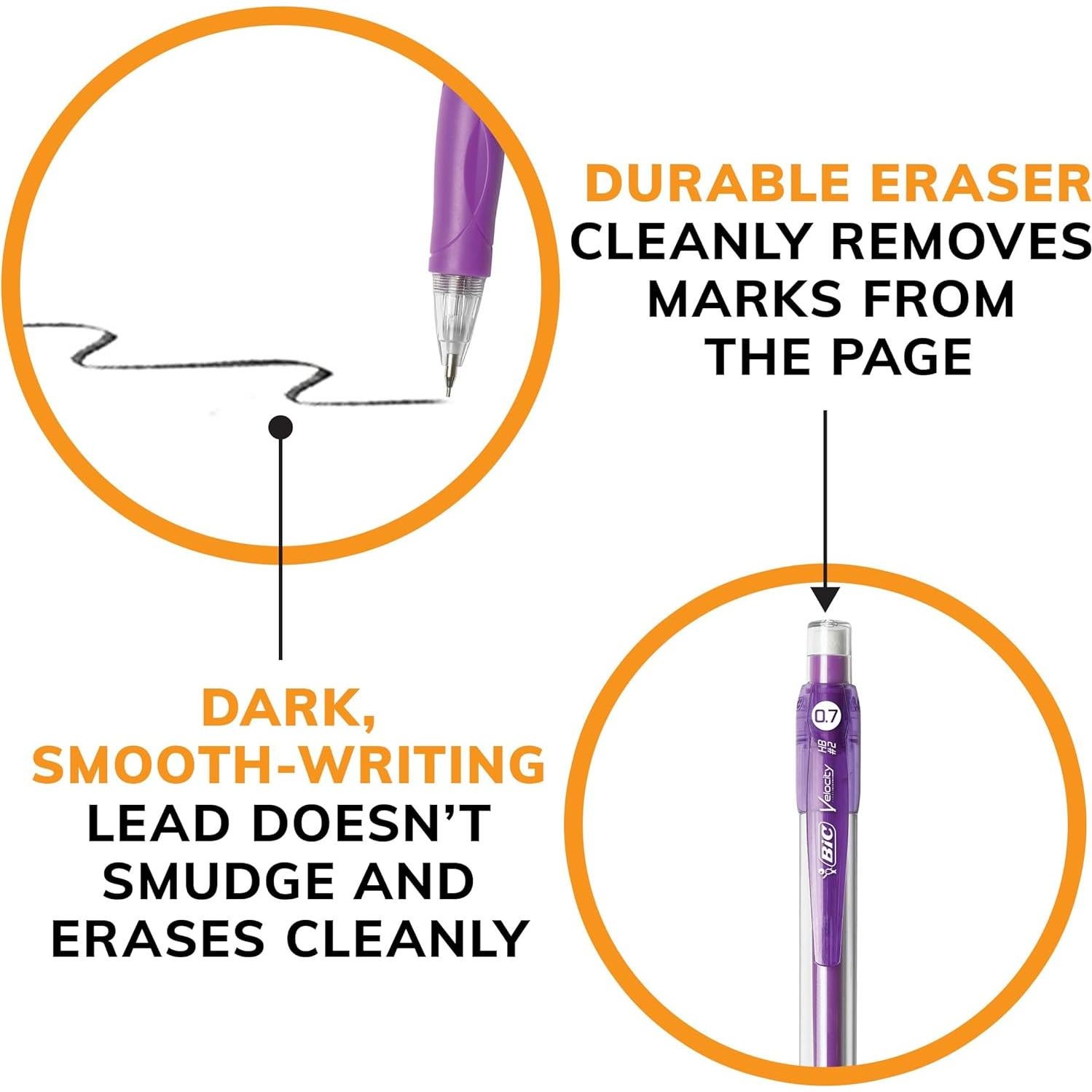 Lápices Mecánicos BIC Velocity 0.7mm, Paquete de 4 con Borrador