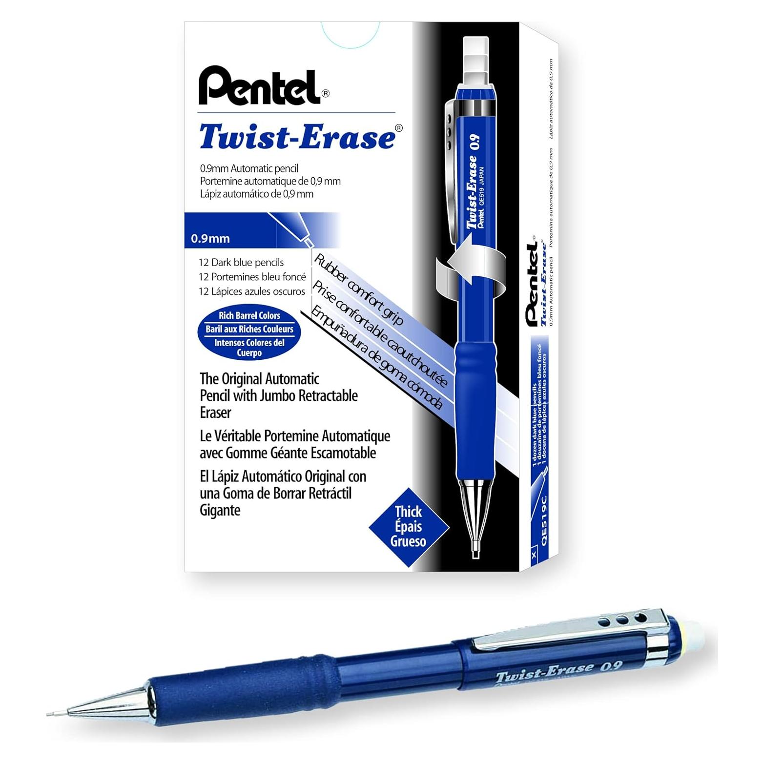 Lápiz Mecánico Pentel Twist-Erase III 0.9mm Azul - Caja 12