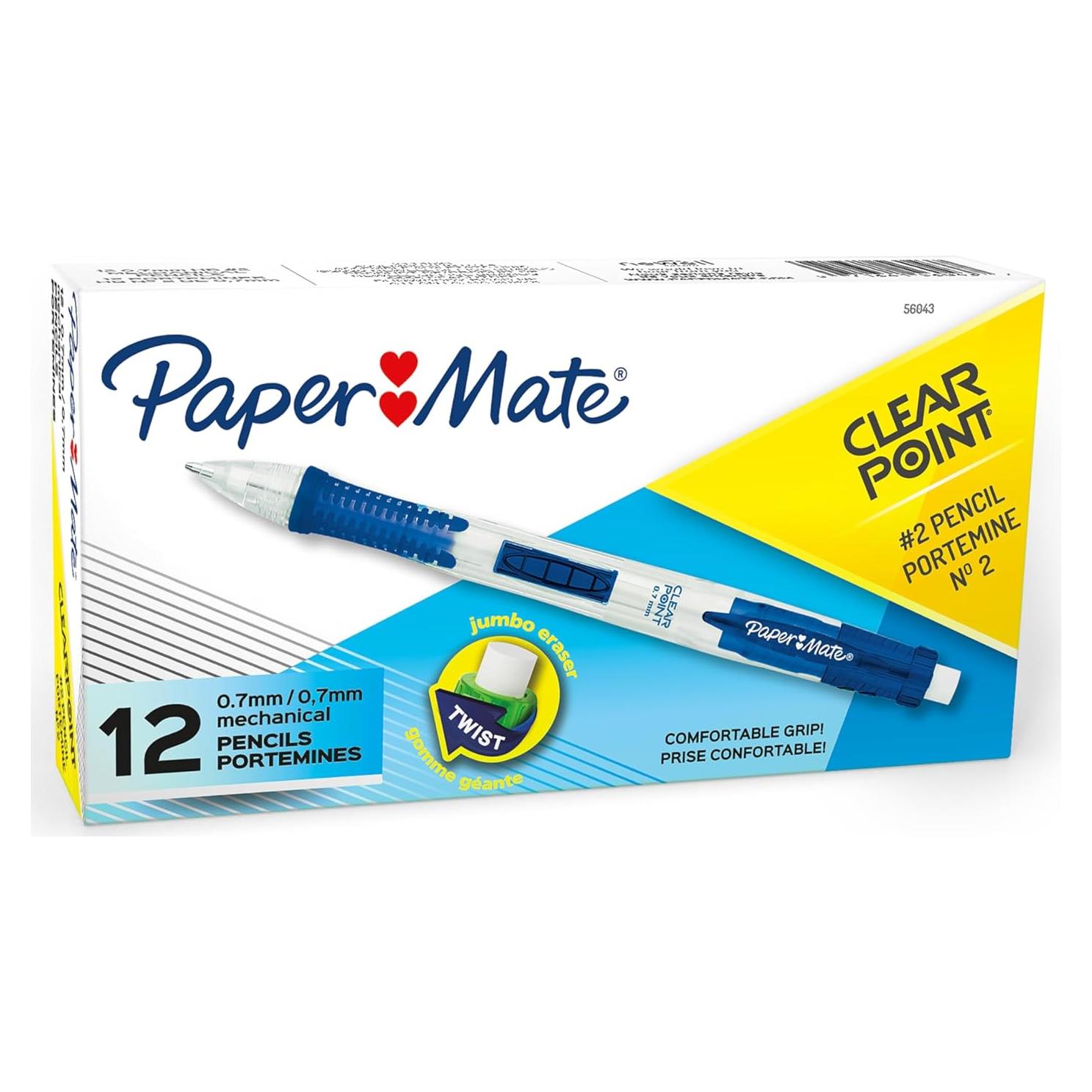 Juego de Lápices Mecánicos Paper Mate Clearpoint 0.7mm HB - 12 Unidades