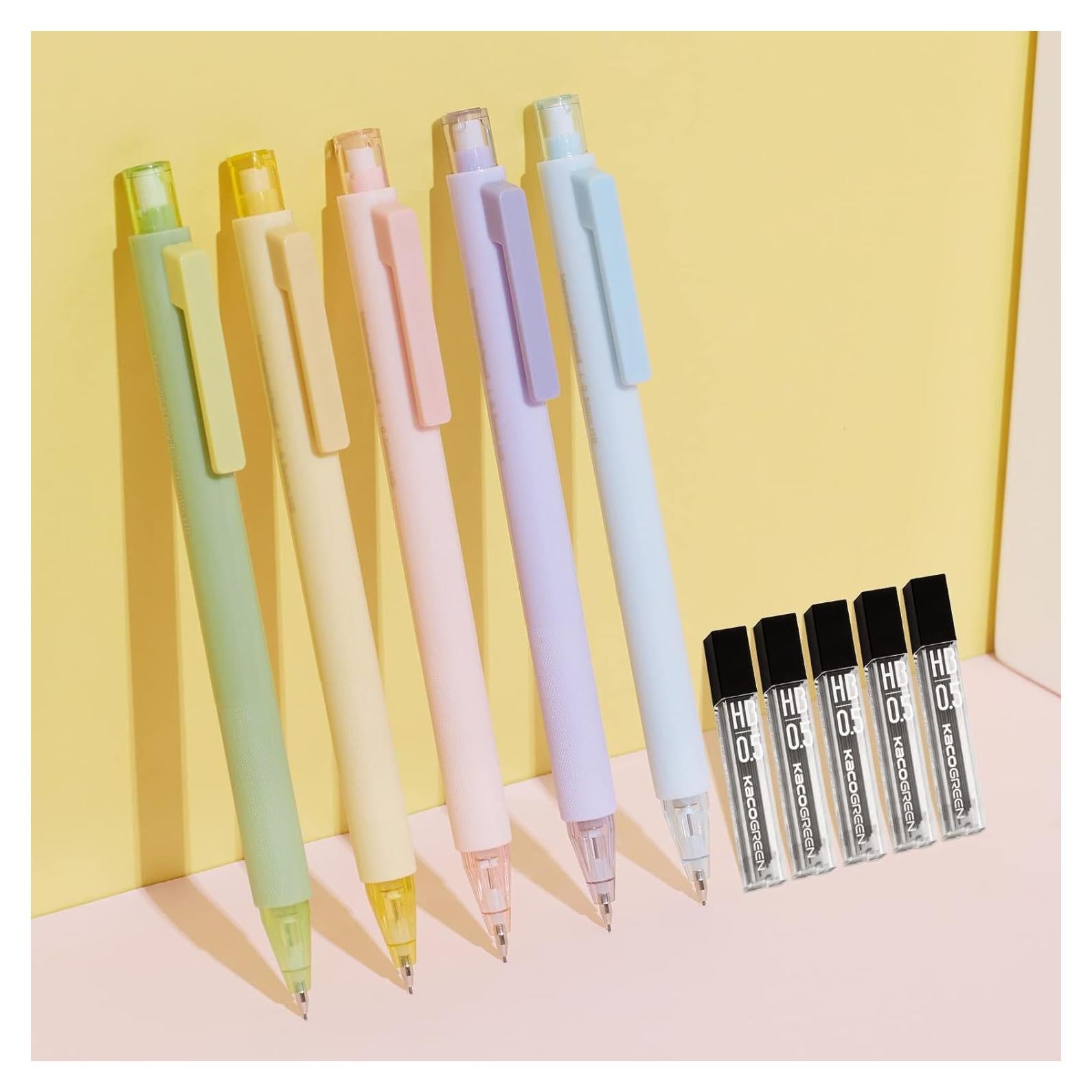 Juego de Lápices Mecánicos Kaco 0.5 mm Pastel 5 Piezas