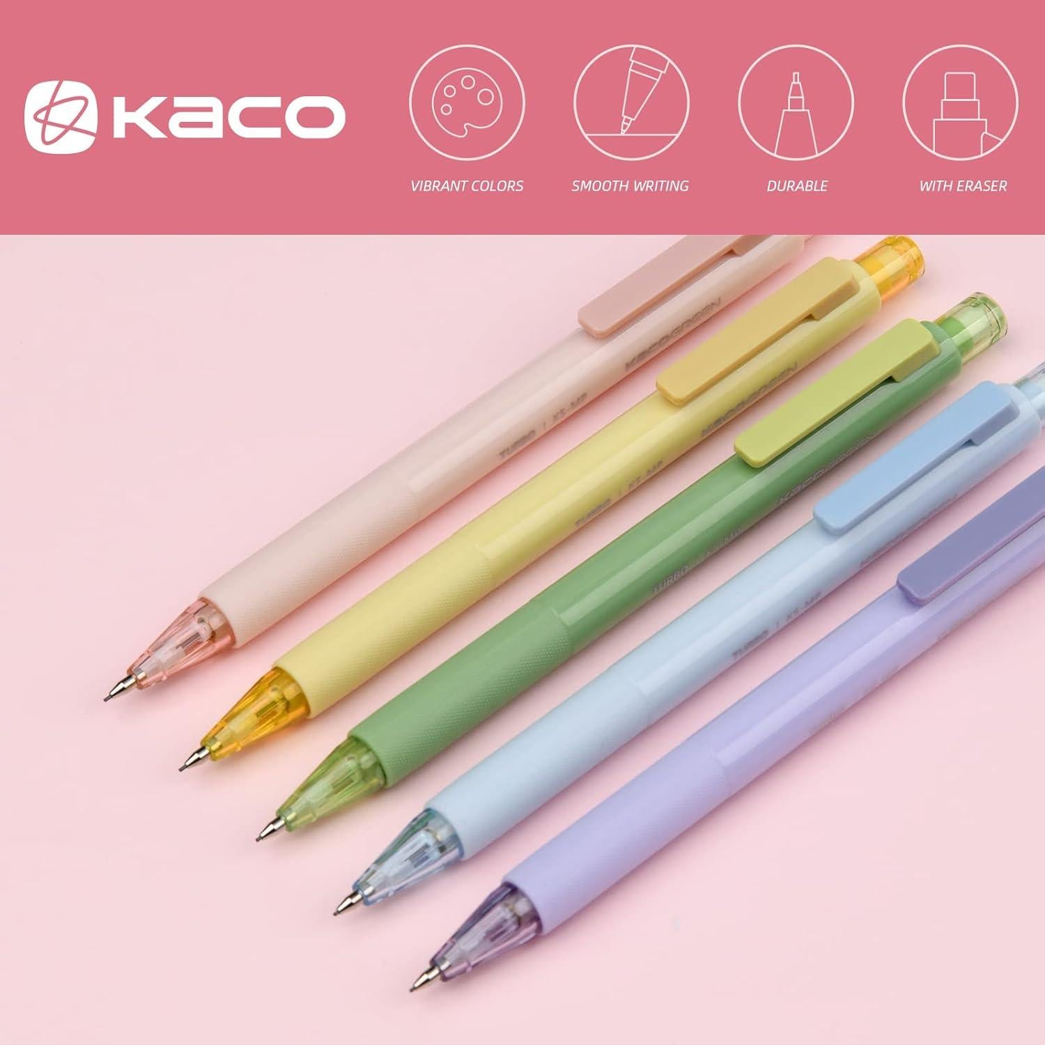 Juego de Lápices Mecánicos Kaco 0.5 mm Pastel 5 Piezas