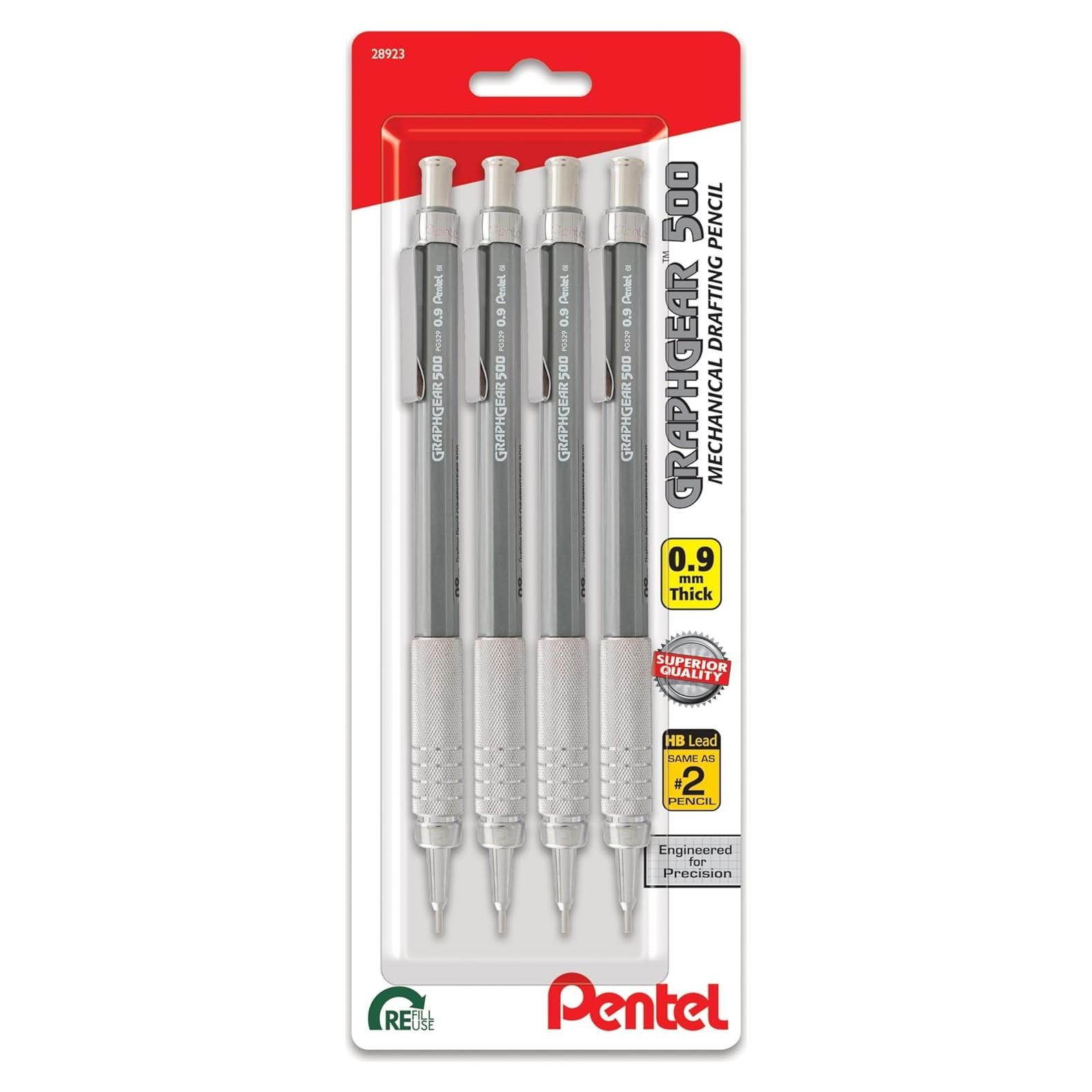 Lápiz de Dibujo Mecánico Pentel GraphGear 500 0.9mm Paquete de 4