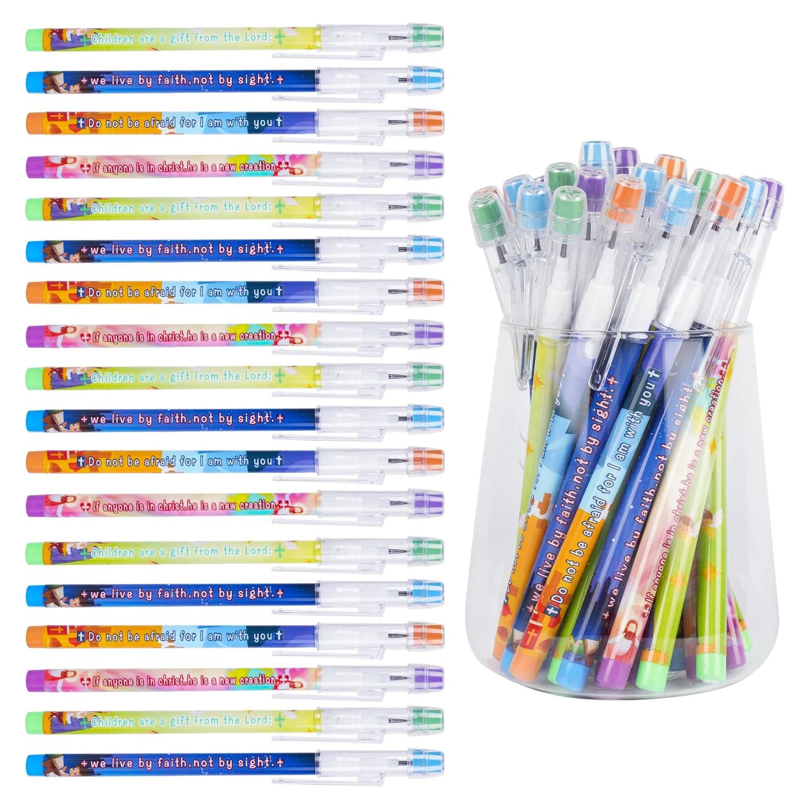 48 Lápices Multicolor Kolewo4ever con Versículos Bíblicos