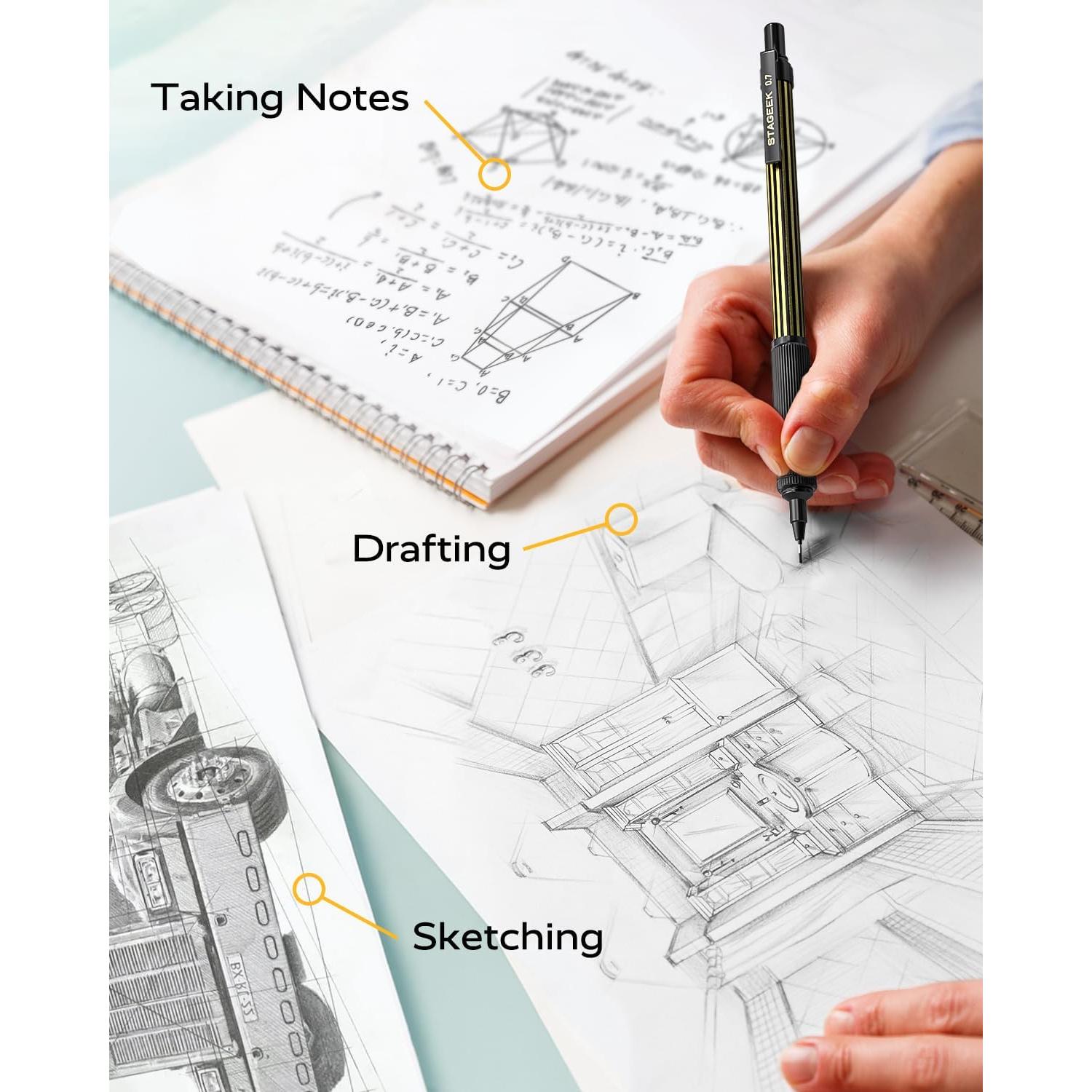 Lápiz Mecánico STAGEEK 0.7mm con Estuche de Metal y Recargas