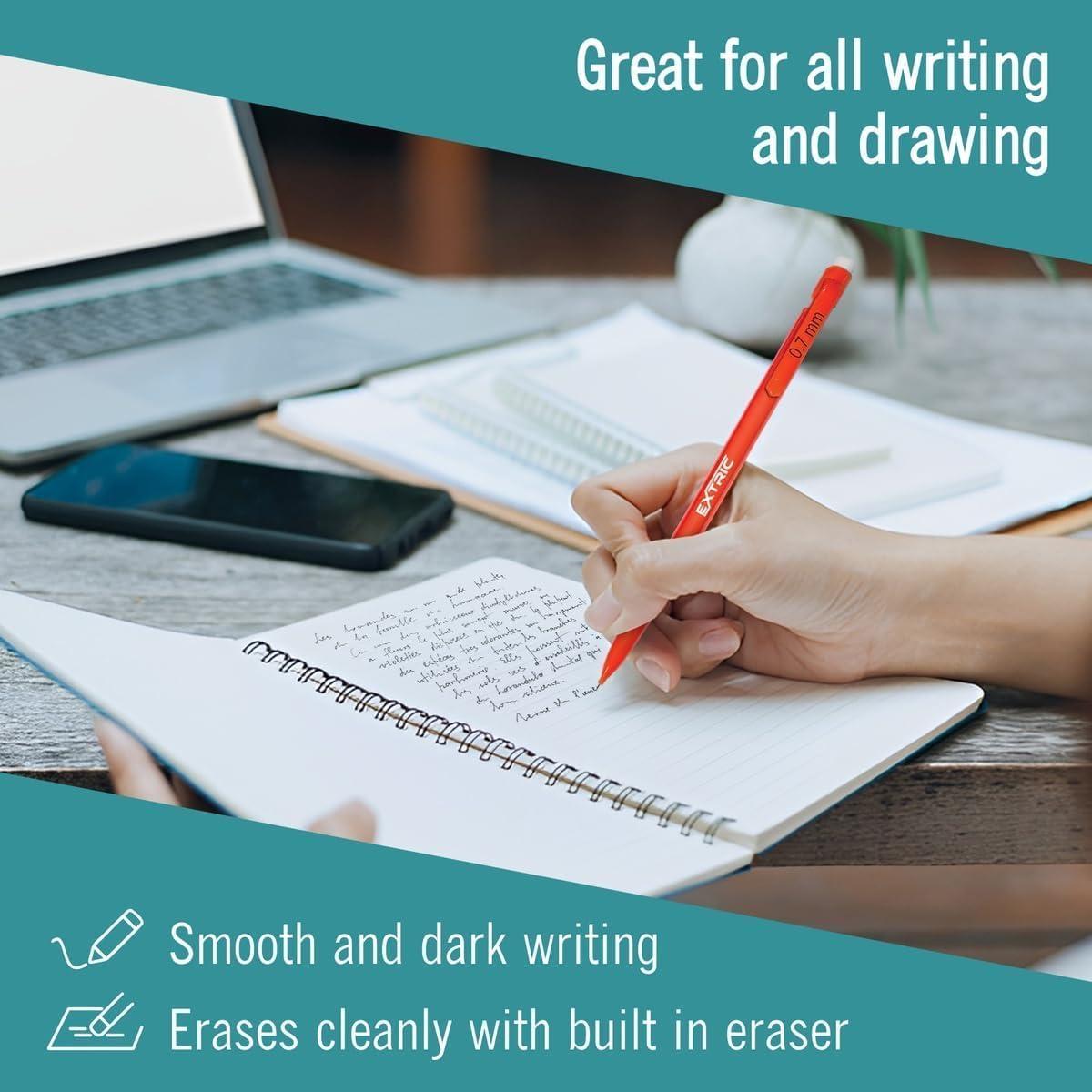 Lápices Mecánicos EXTRIC 0.7mm HB #2 con Borradores - Paquete de 48