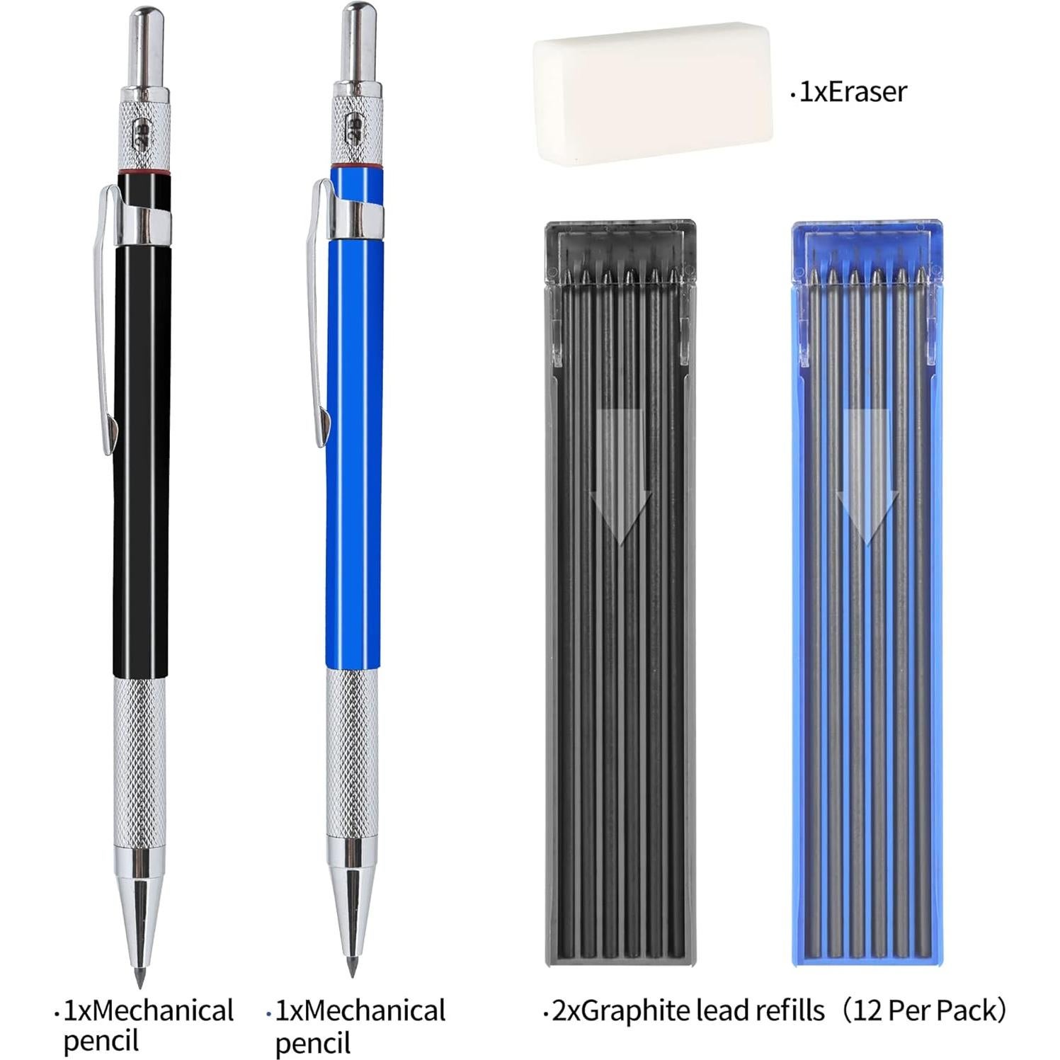 Juego de Lápices Mecánicos Aitikili 2mm con Recargas HB y 2B