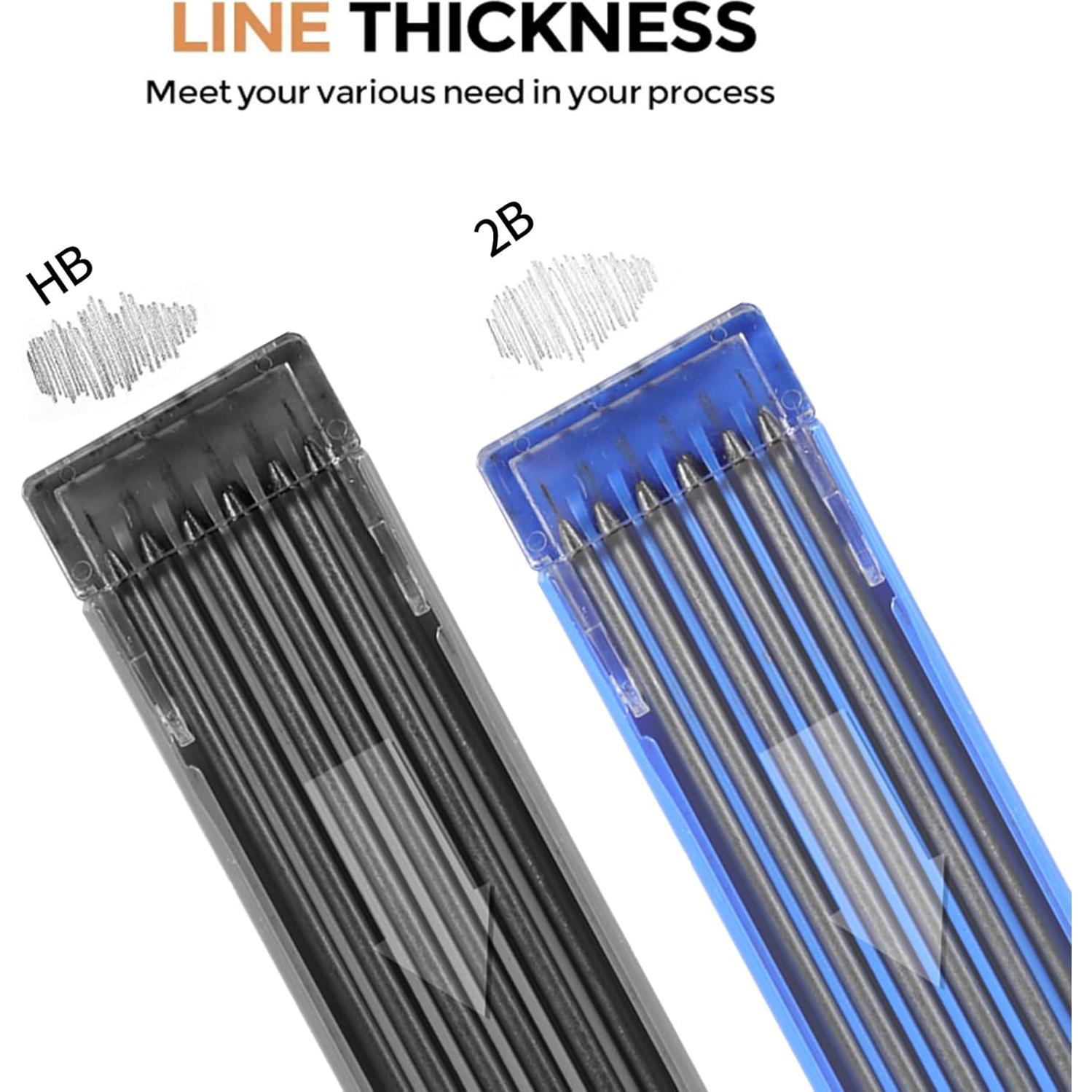 Juego de Lápices Mecánicos Aitikili 2mm con Recargas HB y 2B