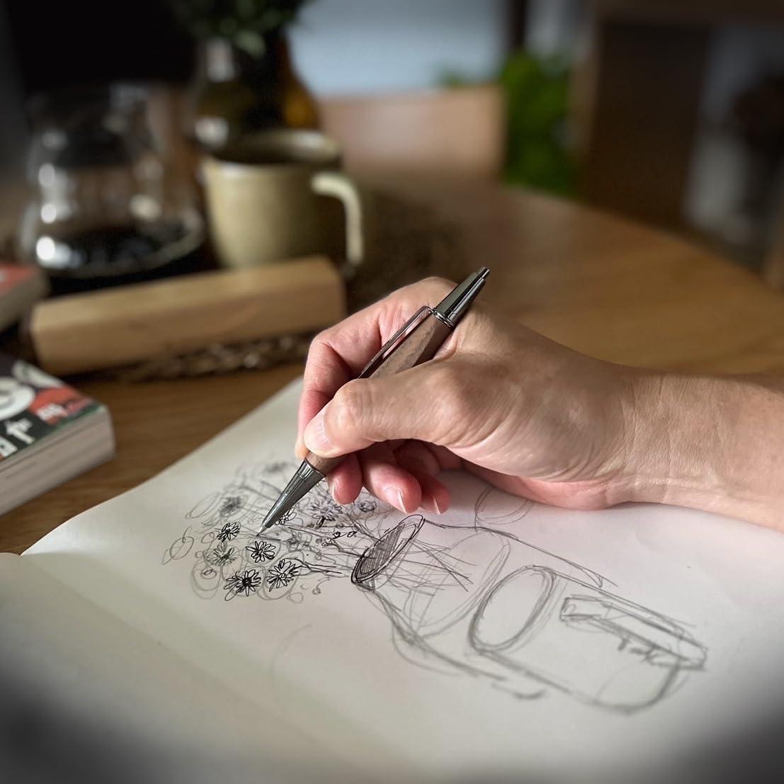 Juego de Bolígrafo y Lápiz Mecánico LACHIEVA LUX - Madera de Nogal