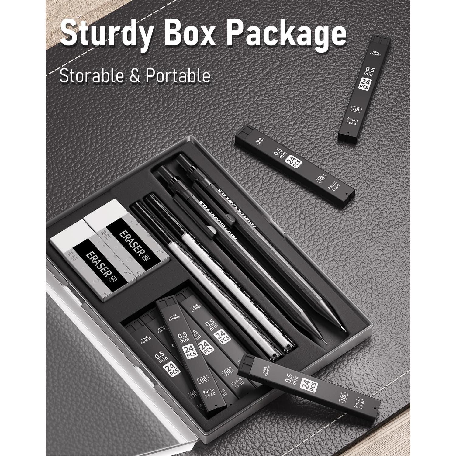 Juego de Lápices Mecánicos Cuatro Caramelos 0.5mm con Recargas