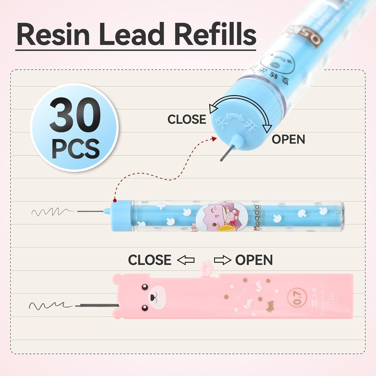 Juego de 12 Lápices Mecánicos Jollin 0.5mm y 0.7mm con Recargas