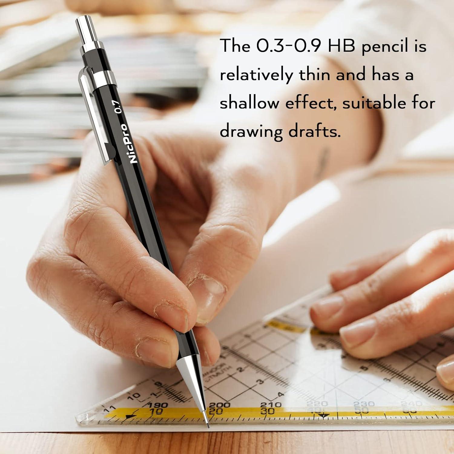 Juego de Lápices Mecánicos Nicpro 20PCS Metal Negro 0.3-2mm