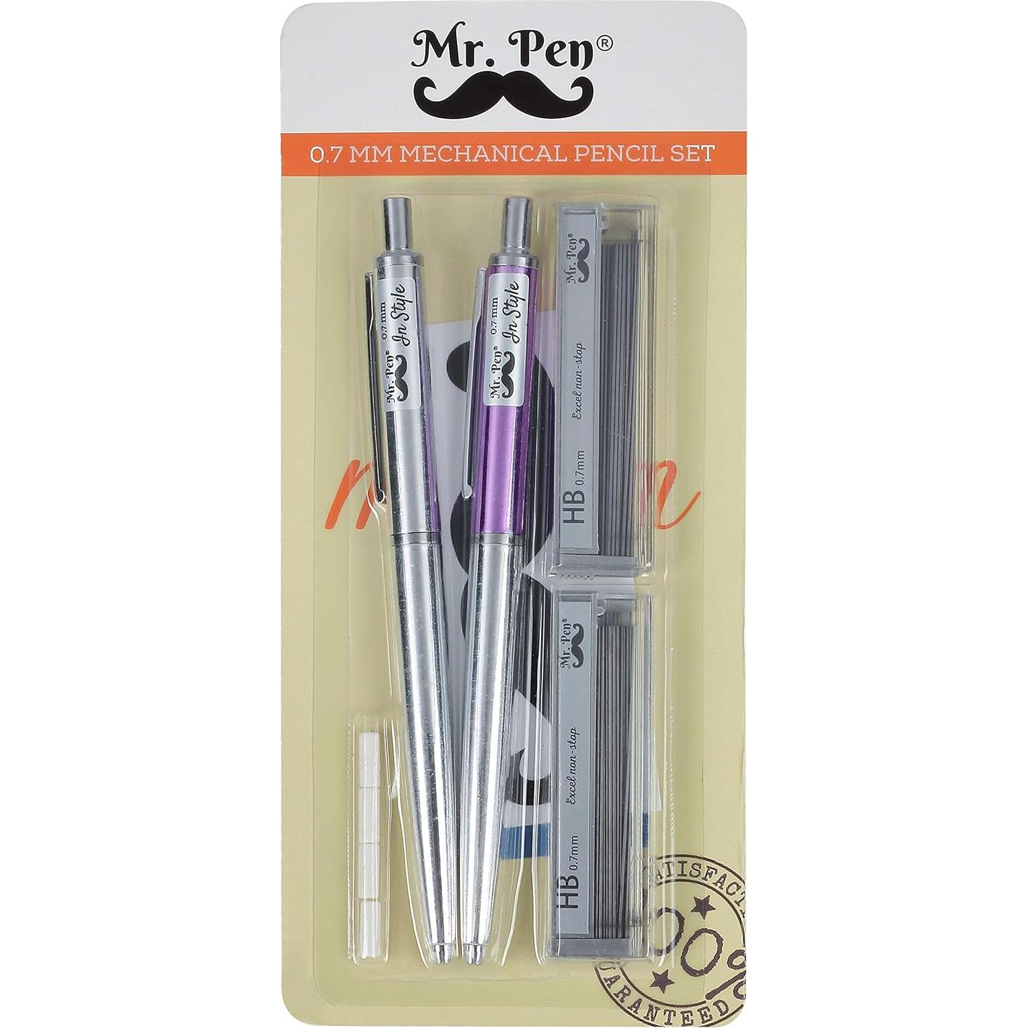 Lápiz Mecánico 0.7mm Mr. Pen - Paquete de 2 con Borradores