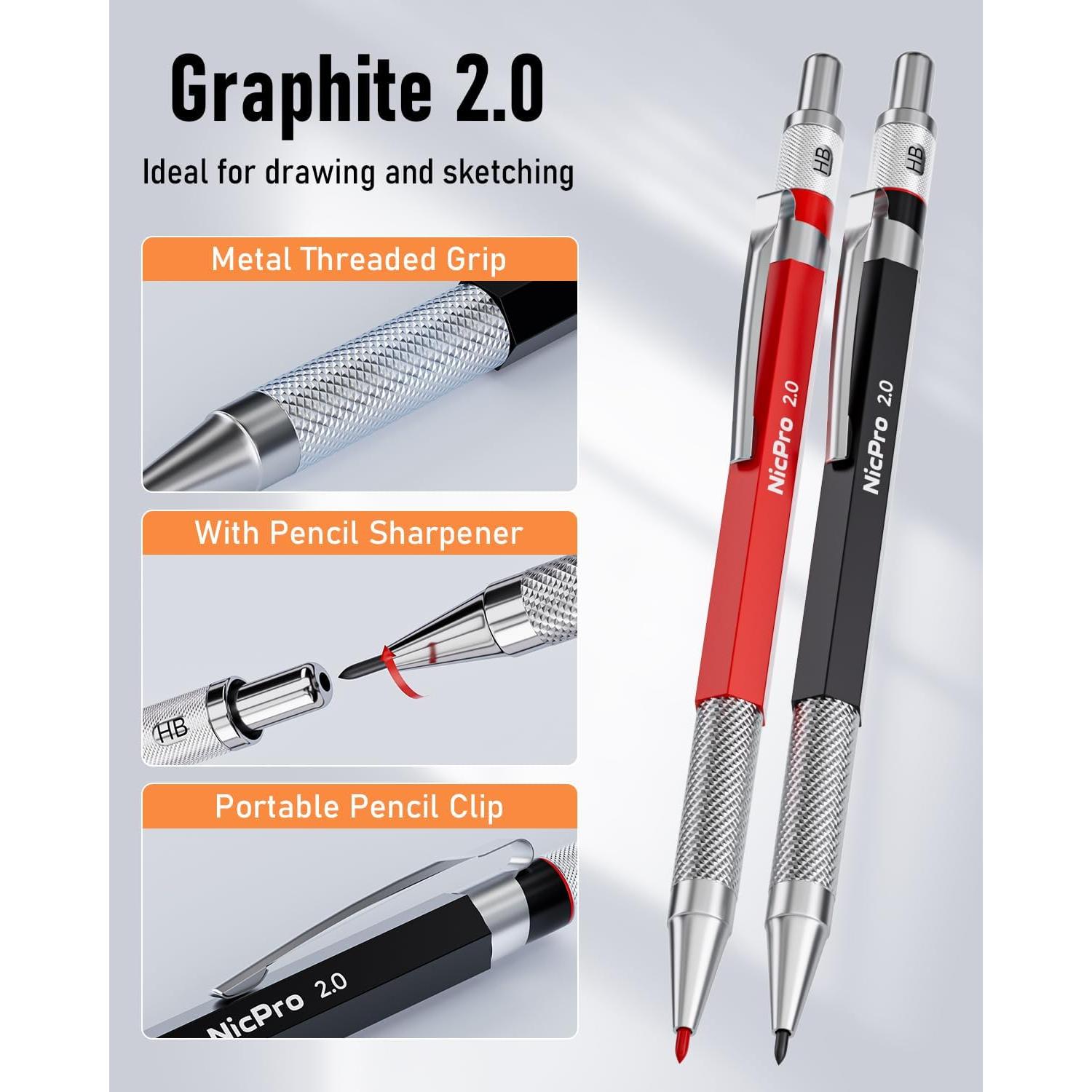 Conjunto de Lápices de Carpintero Nicpro 11 Piezas con Sacapuntas