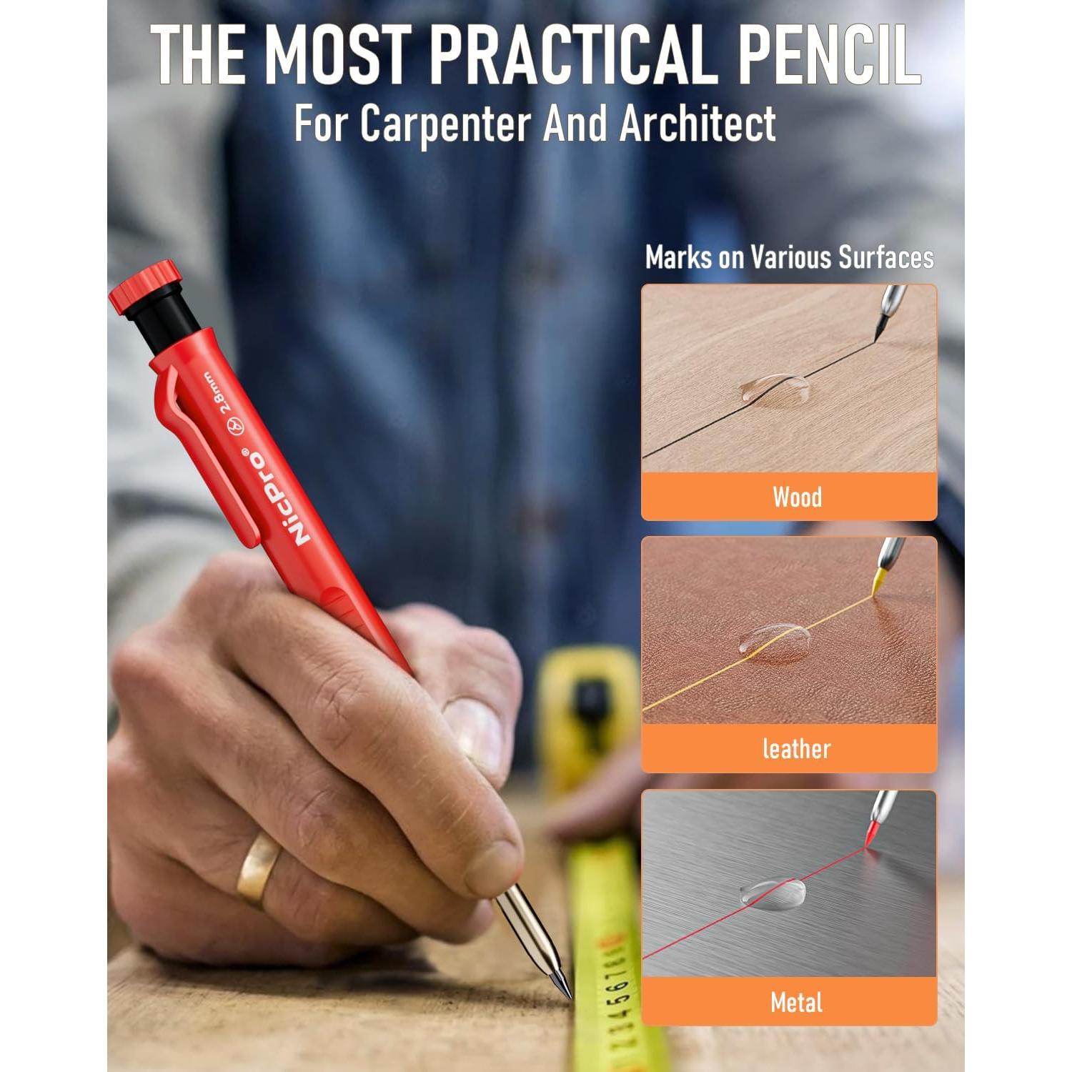 Conjunto de Lápices de Carpintero Nicpro 11 Piezas con Sacapuntas