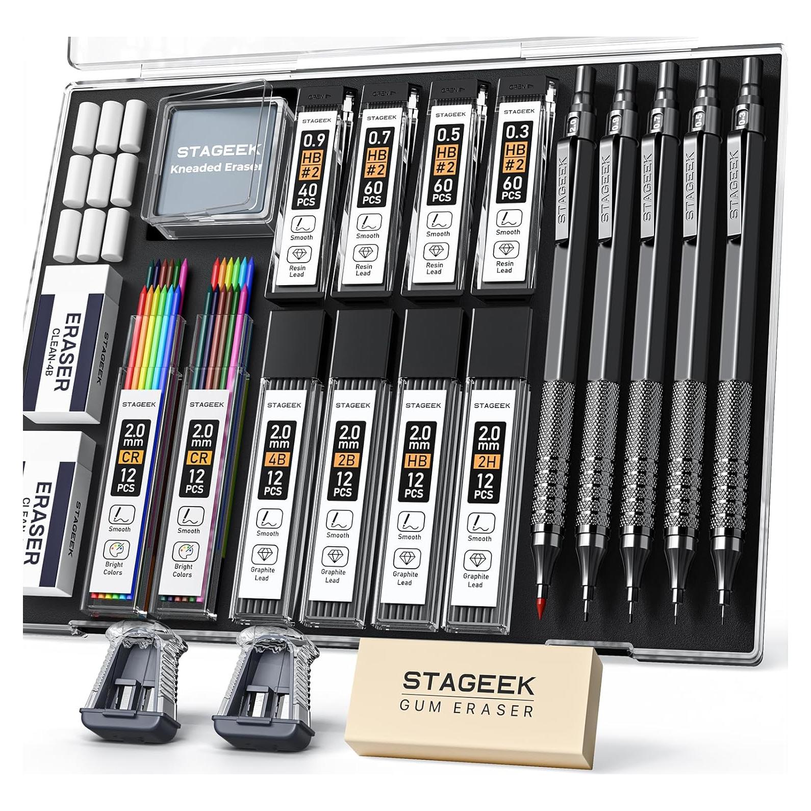 Juego de Lápices Mecánicos STAGEEK 21 Piezas Metal 0.3-2.0mm