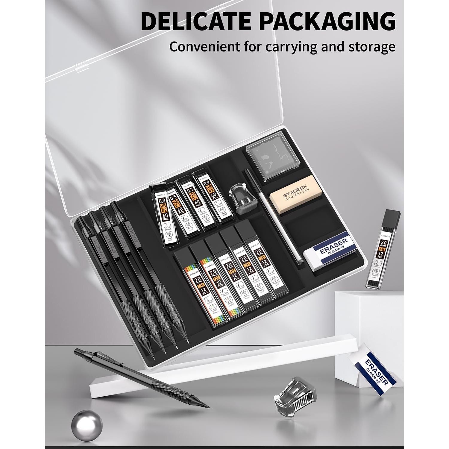 Juego de Lápices Mecánicos STAGEEK 21 Piezas Metal 0.3-2.0mm