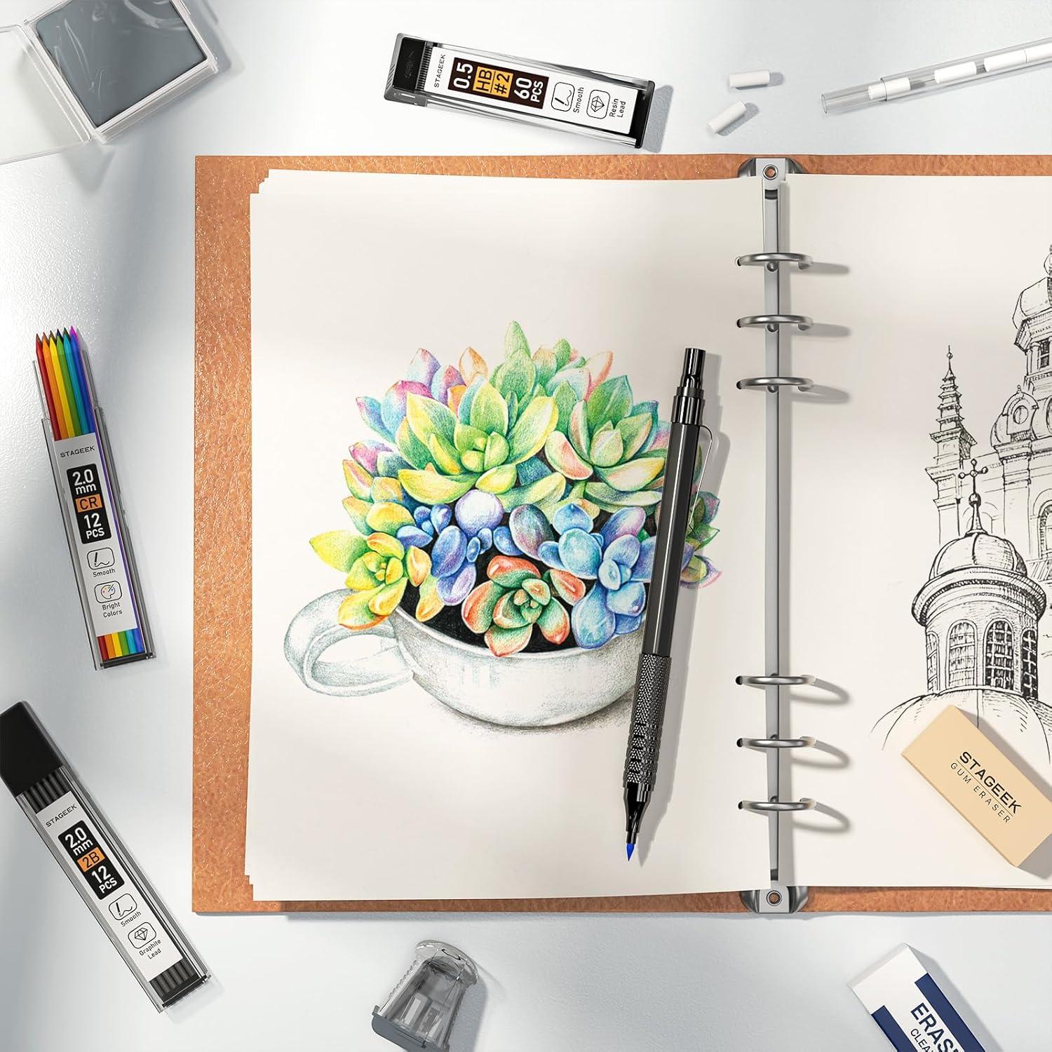 Juego de Lápices Mecánicos STAGEEK 21 Piezas Metal 0.3-2.0mm