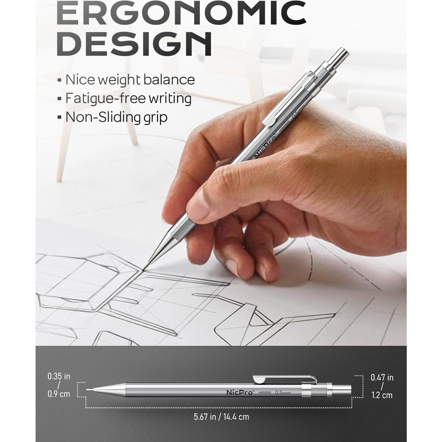 Juego de Lápices Mecánicos Nicpro 37PCS 0.5mm 0.7mm 0.9mm