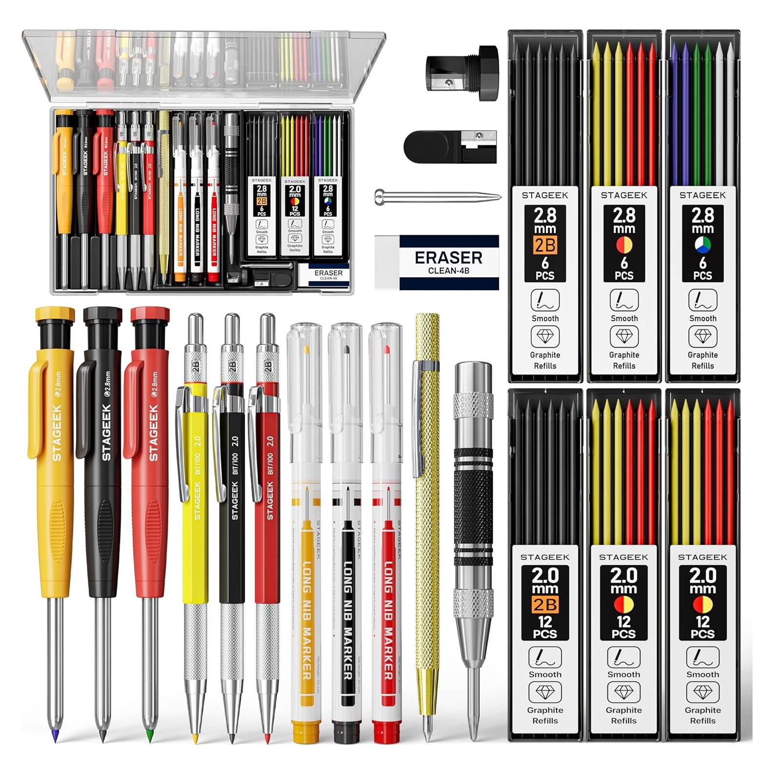 Juego de Lápices de Carpintero STAGEEK 22 Piezas con Estuche