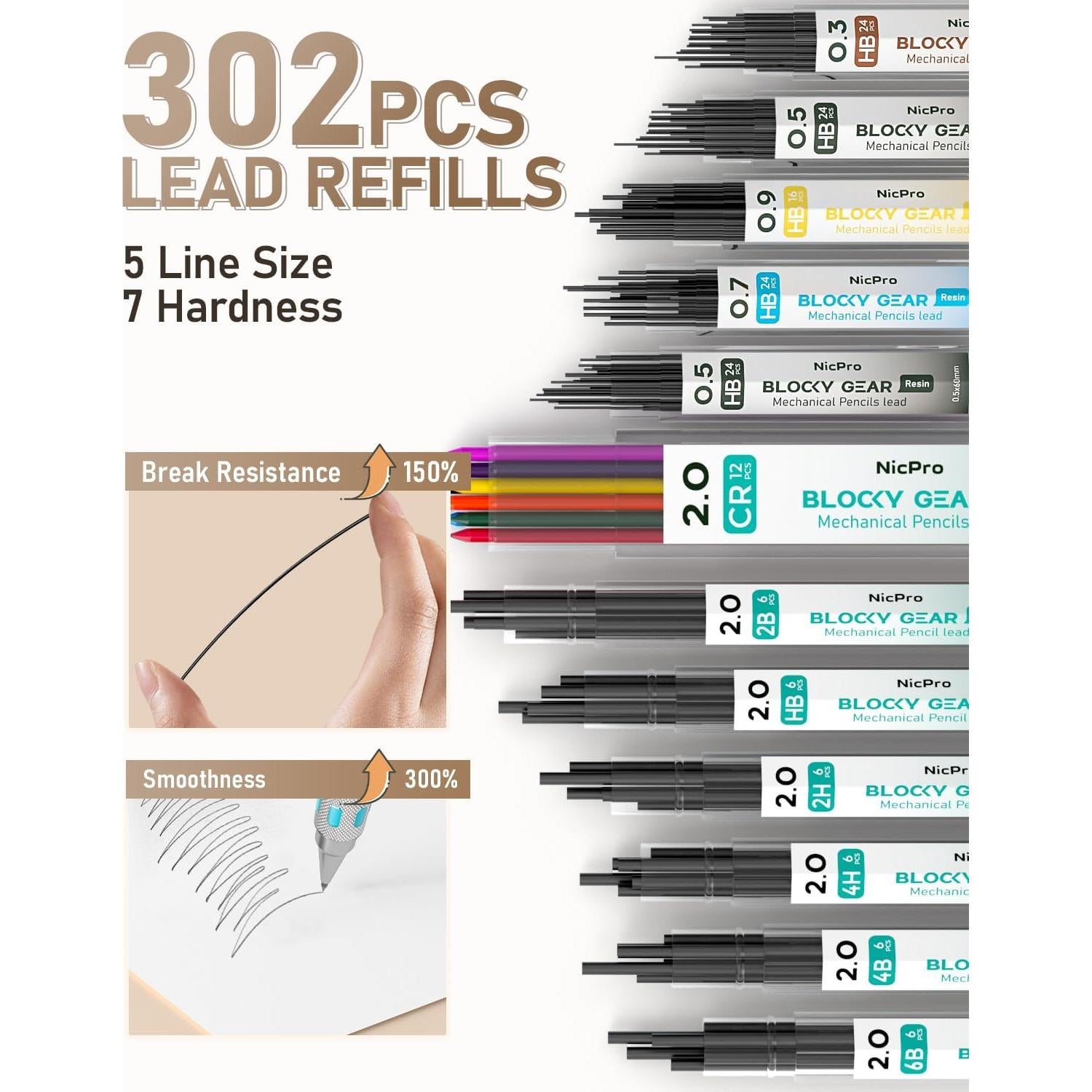 Conjunto de Lápices Mecánicos Nicpro Blocky Gear 36PCS