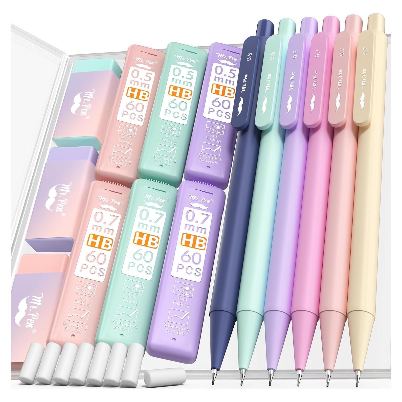 Juego de lápices mecánicos pastel Mr. Pen 6 unidades 0.5-0.7mm