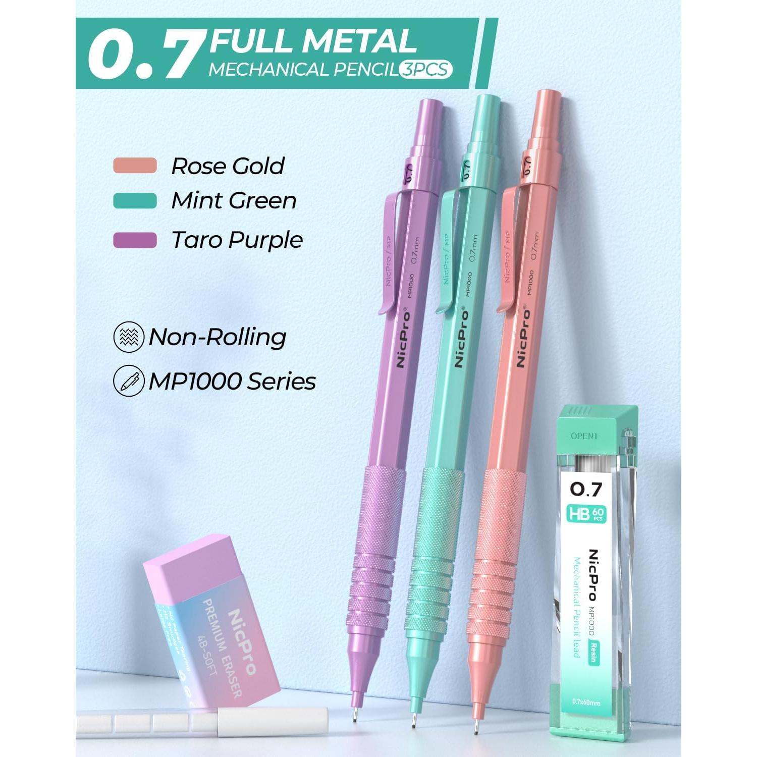 Juego de Lápices Mecánicos Nicpro 0.7mm con 480 Recargas