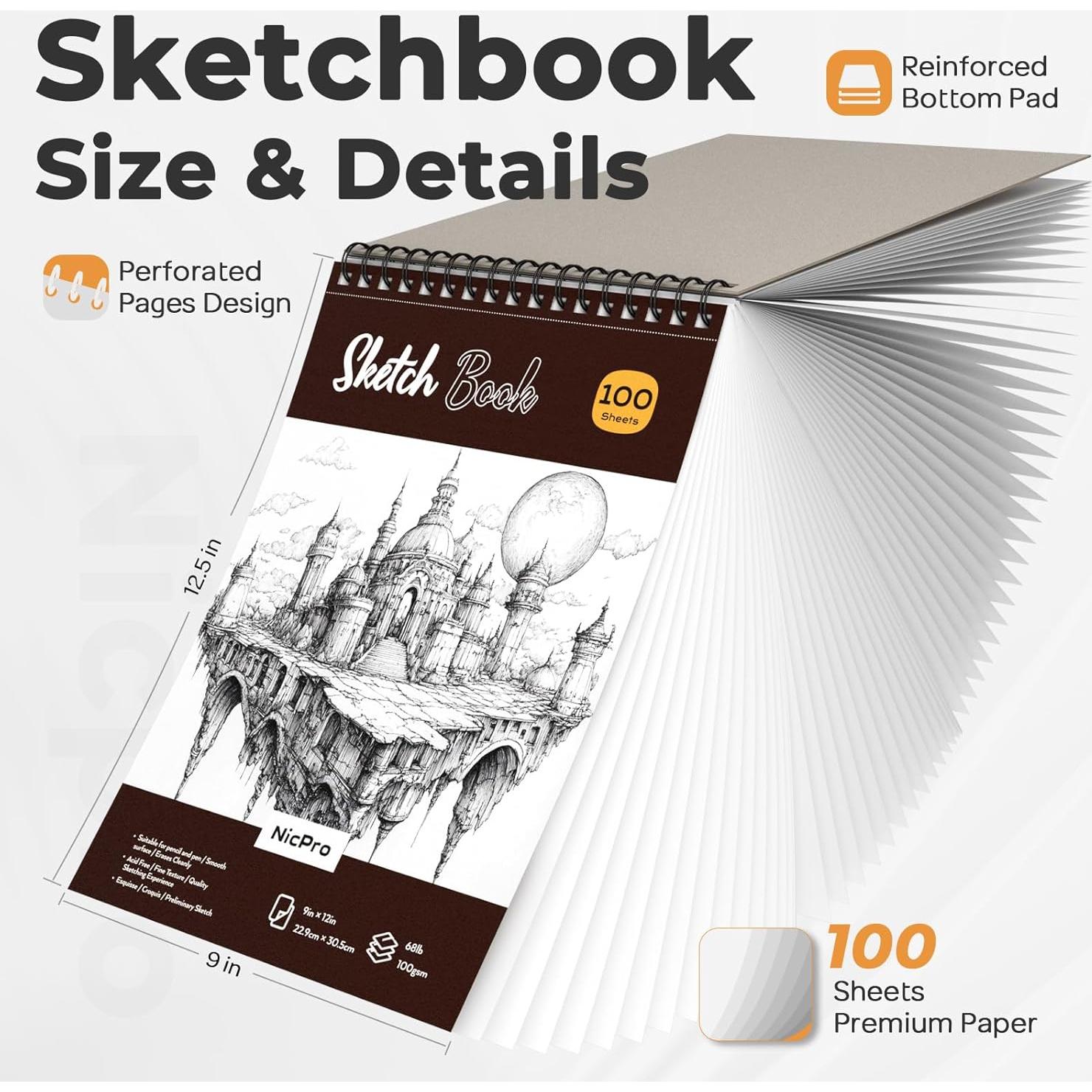 Kit de Dibujo Artístico Nicpro 37PCS - Lápices Mecánicos y Cuaderno