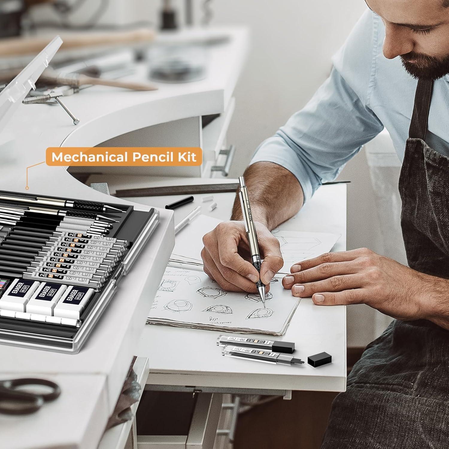 Kit de Dibujo Artístico Nicpro 37PCS - Lápices Mecánicos y Cuaderno