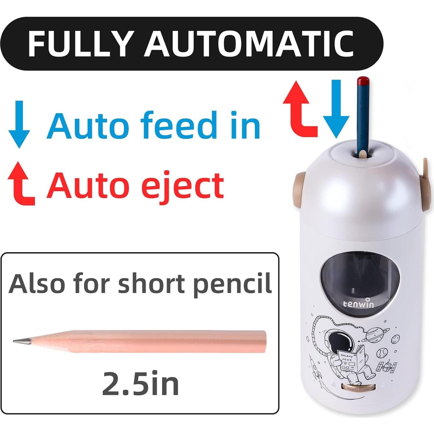 Sacapuntas Eléctrico Automático Tenwin TW8188-7 Plata