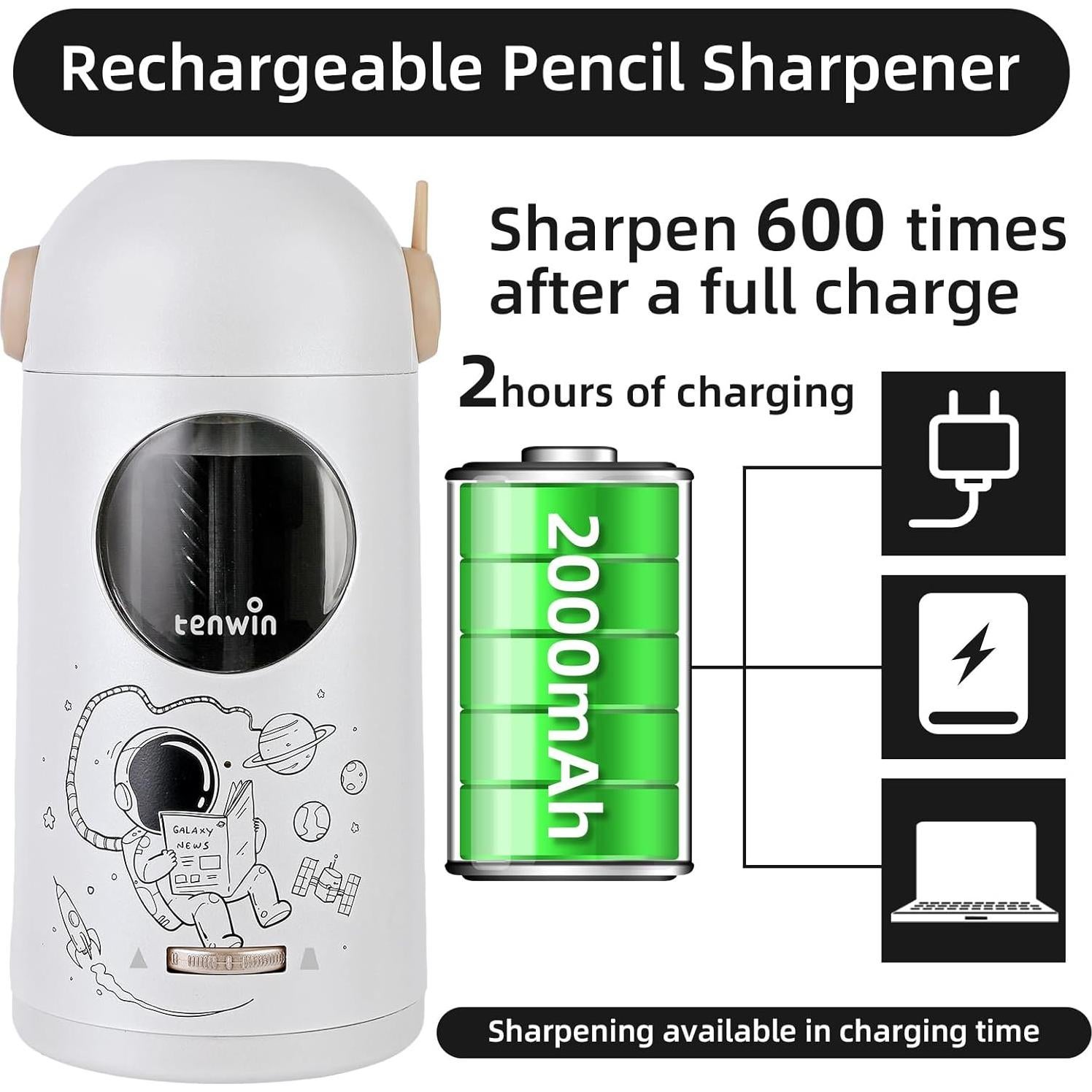 Sacapuntas Eléctrico Automático Tenwin TW8188-7 Plata