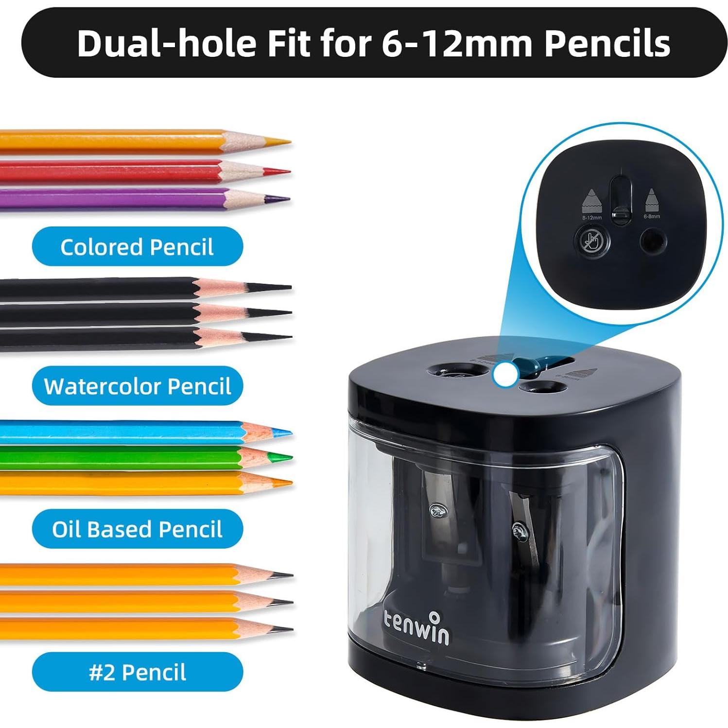 Sacapuntas Eléctrico Tenwin TW8319 Doble Agujero Portátil