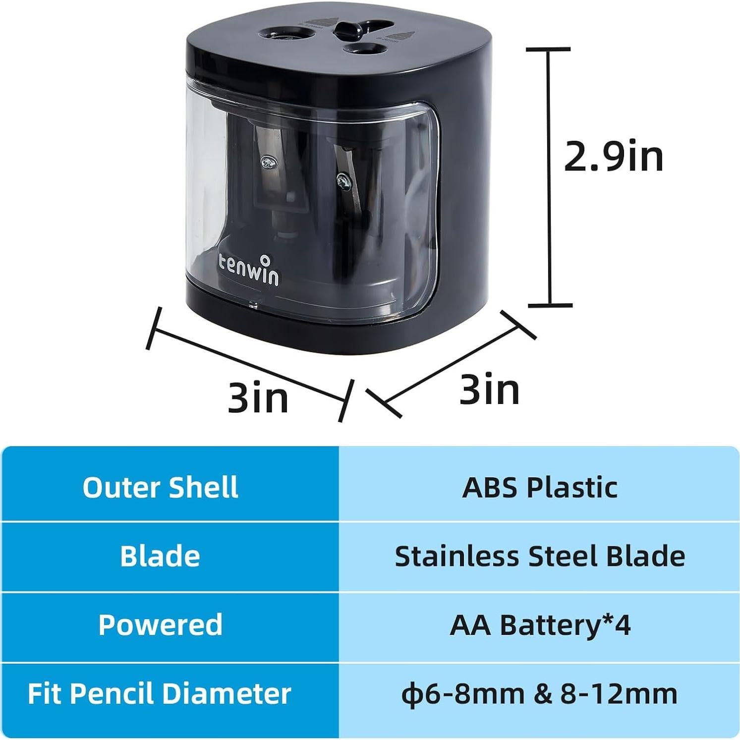 Sacapuntas Eléctrico Tenwin TW8319 Doble Agujero Portátil