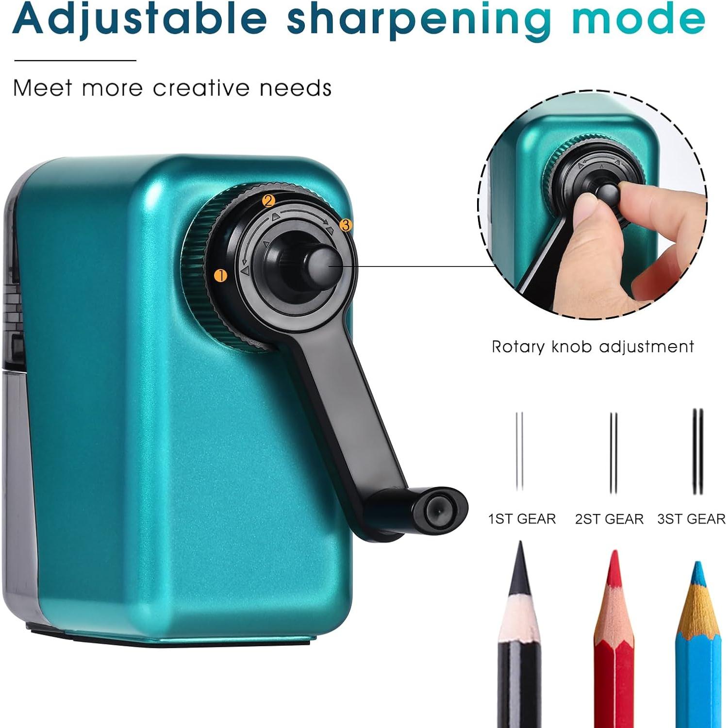 Sacapuntas Manual de Manivela GUCOLUBU Azul 1 con Parada Automática