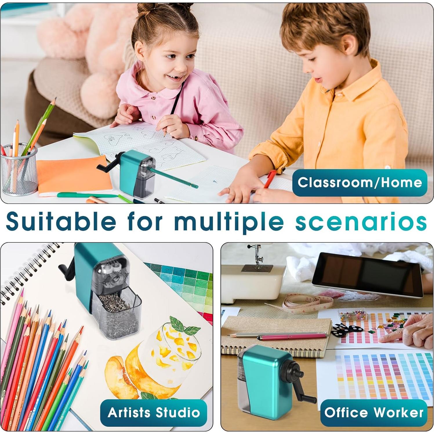 Sacapuntas Manual de Manivela GUCOLUBU Azul 1 con Parada Automática