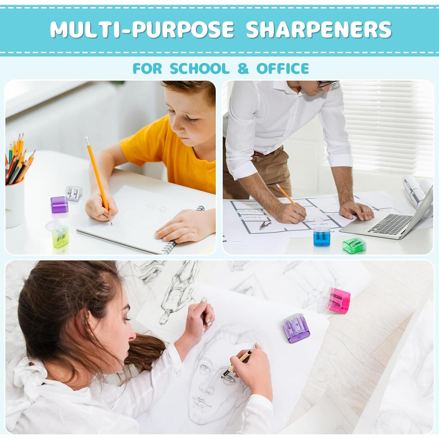 Paquete de 60 Sacapuntas Doble Agujero Snaiio Multicolor