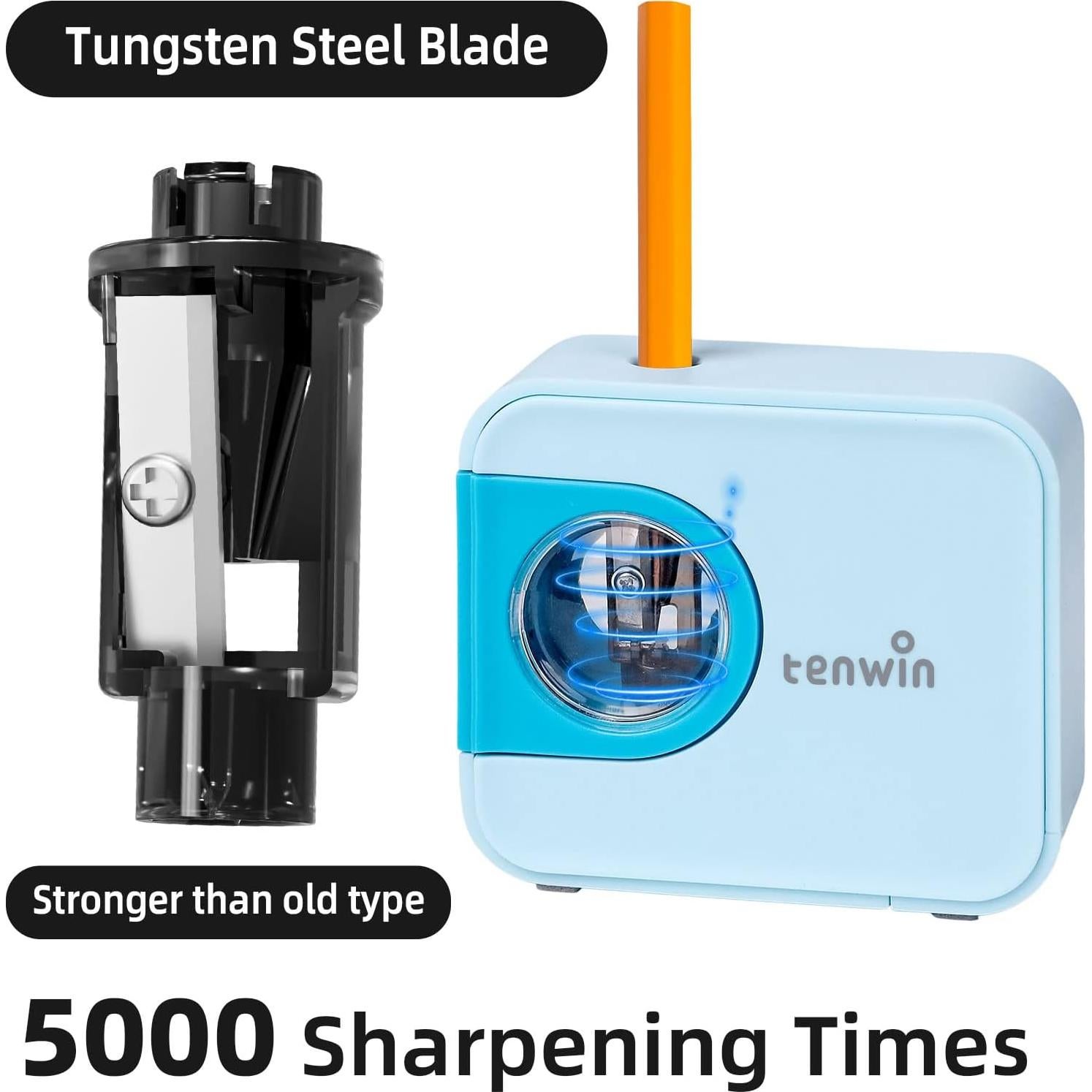 Sacapuntas Eléctrico Portátil Tenwin TW8316 Azul 6-8mm