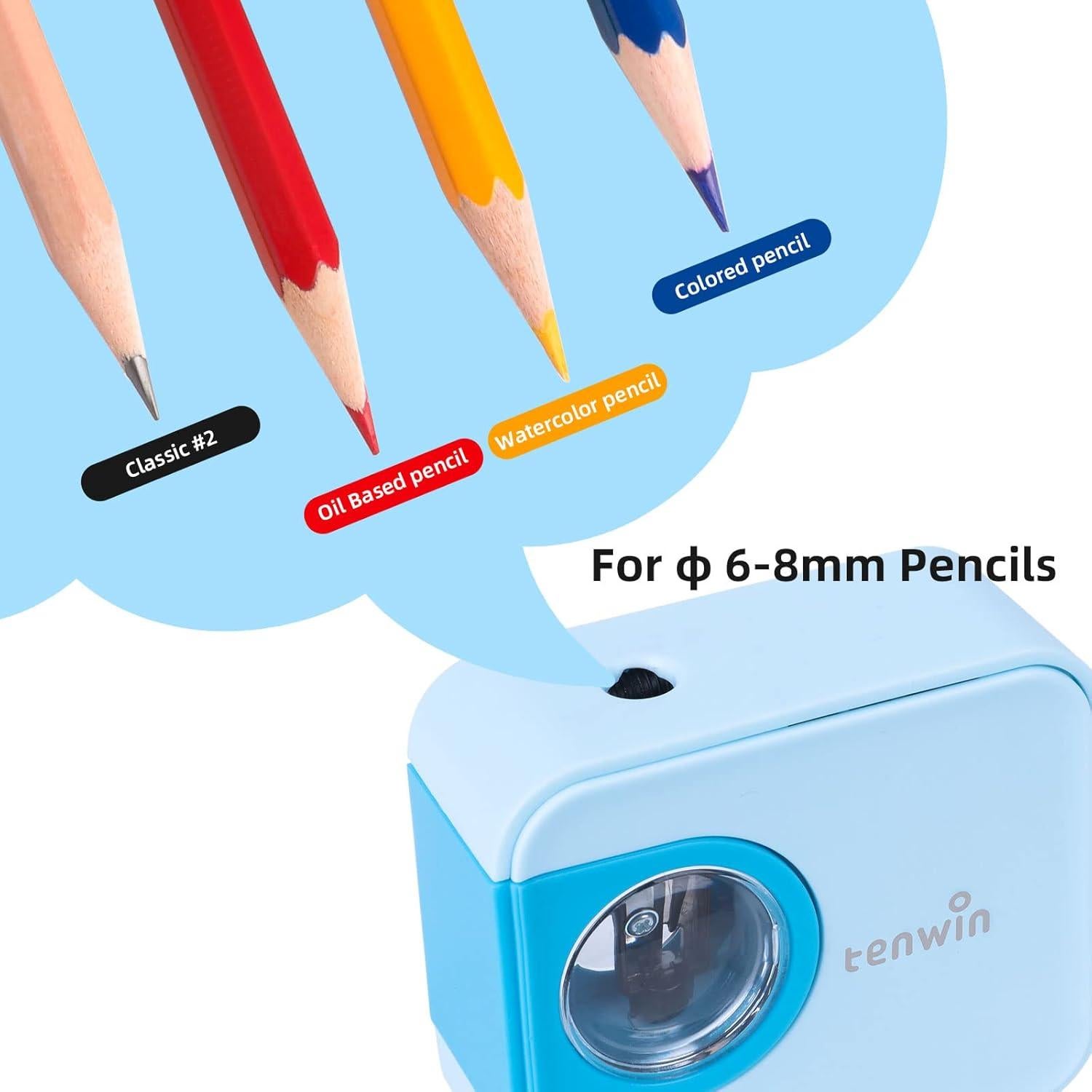 Sacapuntas Eléctrico Portátil Tenwin TW8316 Azul 6-8mm