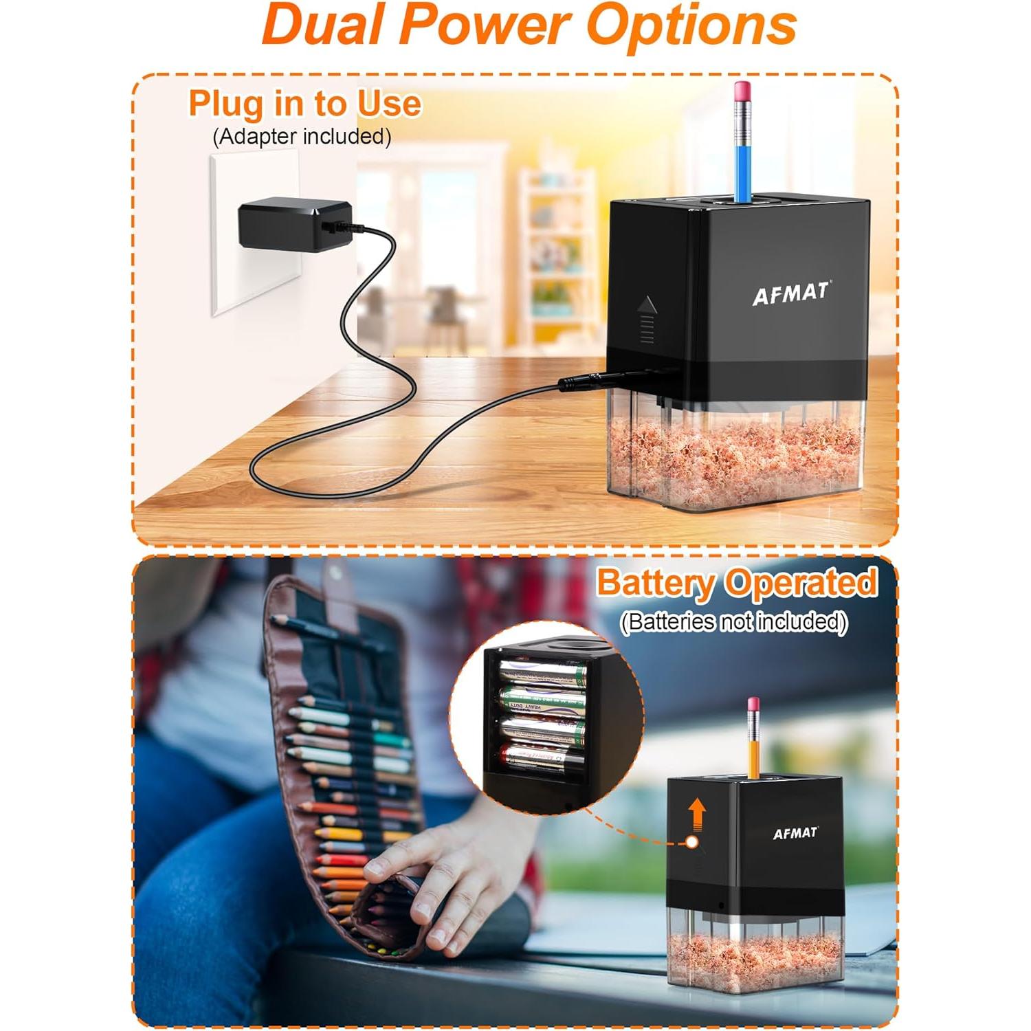 Sacapuntas Eléctrico Automático AFMAT PSA8 para Lápices 8mm