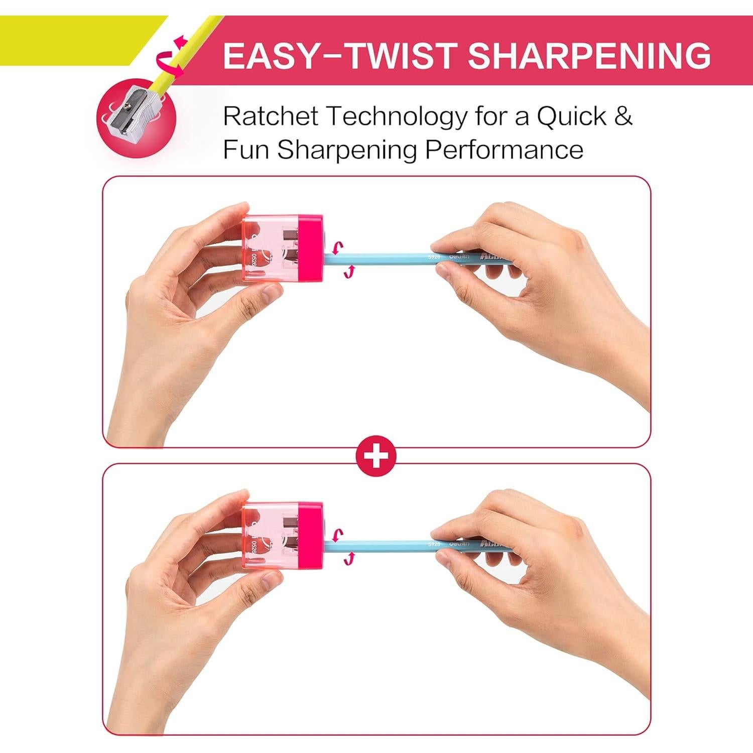 Afilador de lápiz manual Deli E0526 doble orificio con tapa