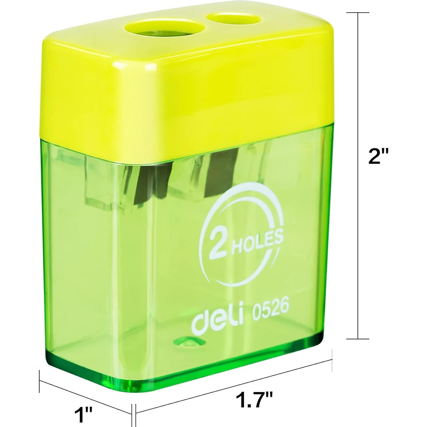 Afilador de lápiz manual Deli E0526 doble orificio con tapa