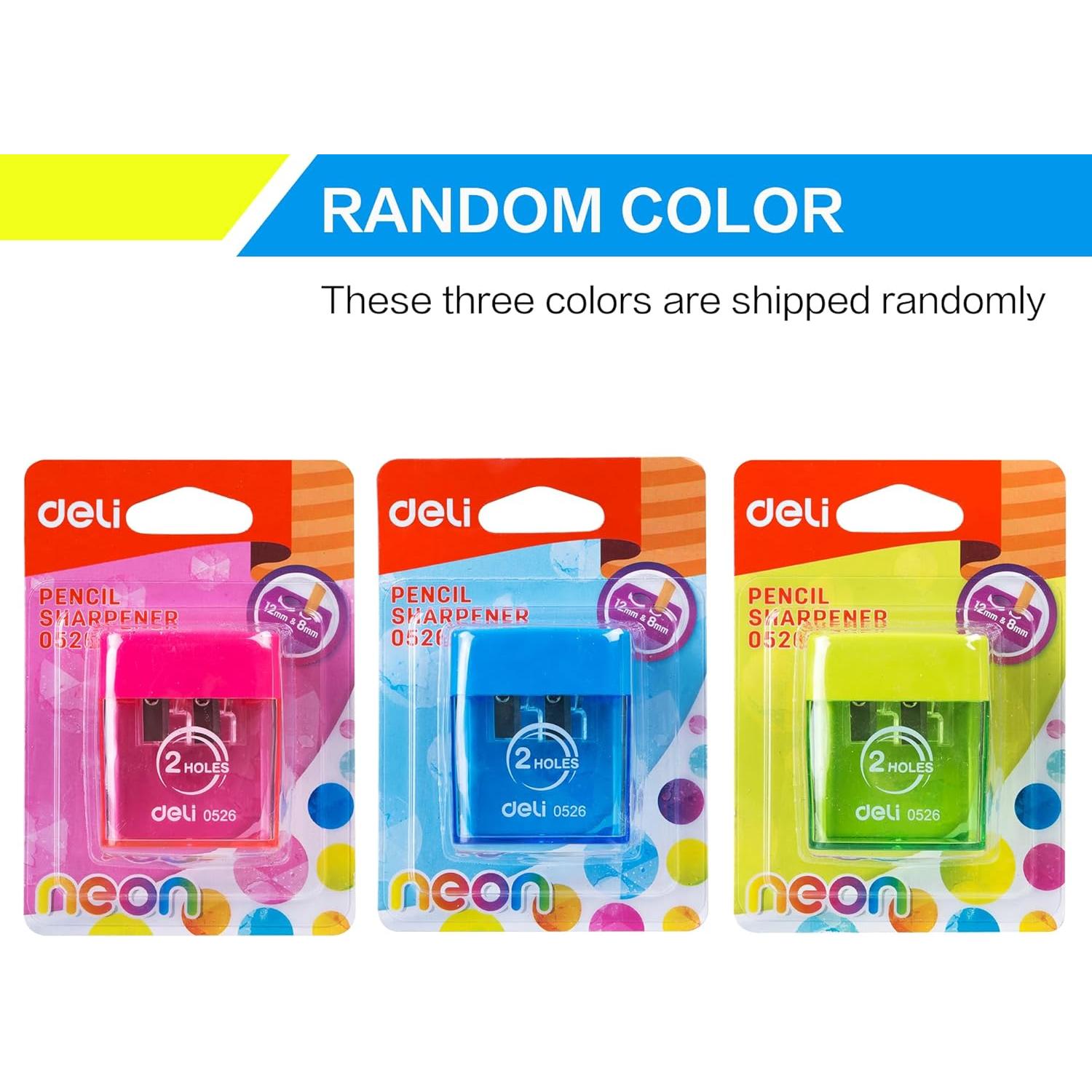 Afilador de lápiz manual Deli E0526 doble orificio con tapa