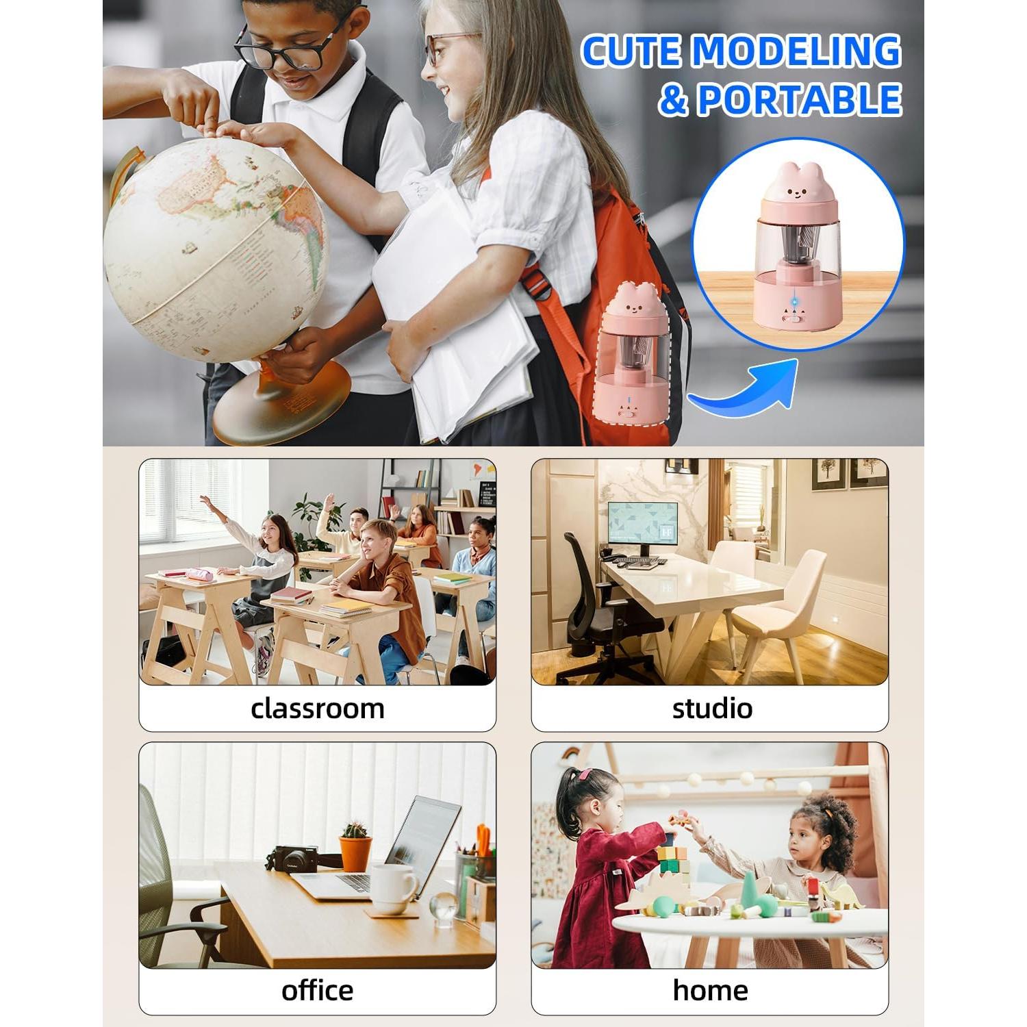 Afilalápices Eléctrico ZMOL Rosa Recargable 6-8mm Automático