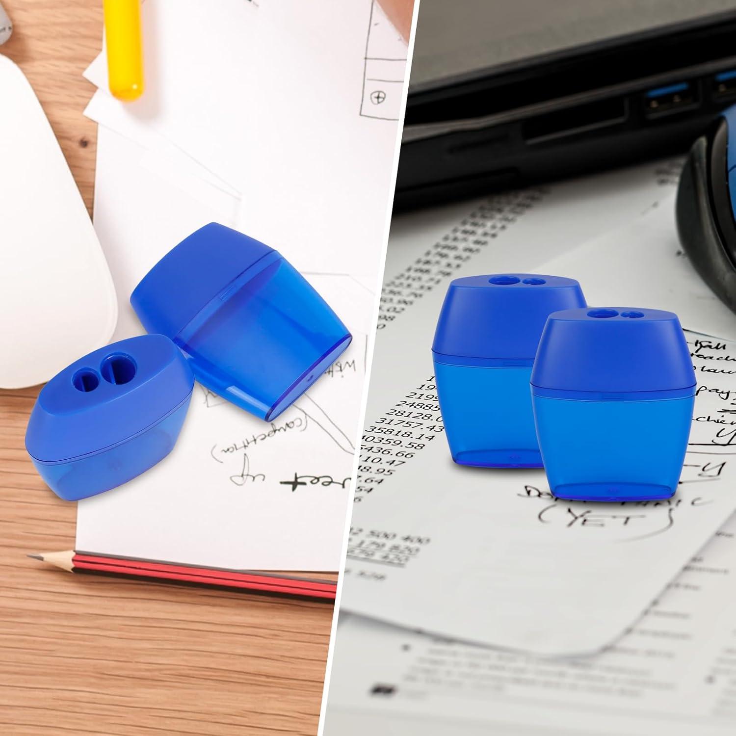 Sacapuntas Manual Doble Agujero Eagle, Paquete de 2, Azul