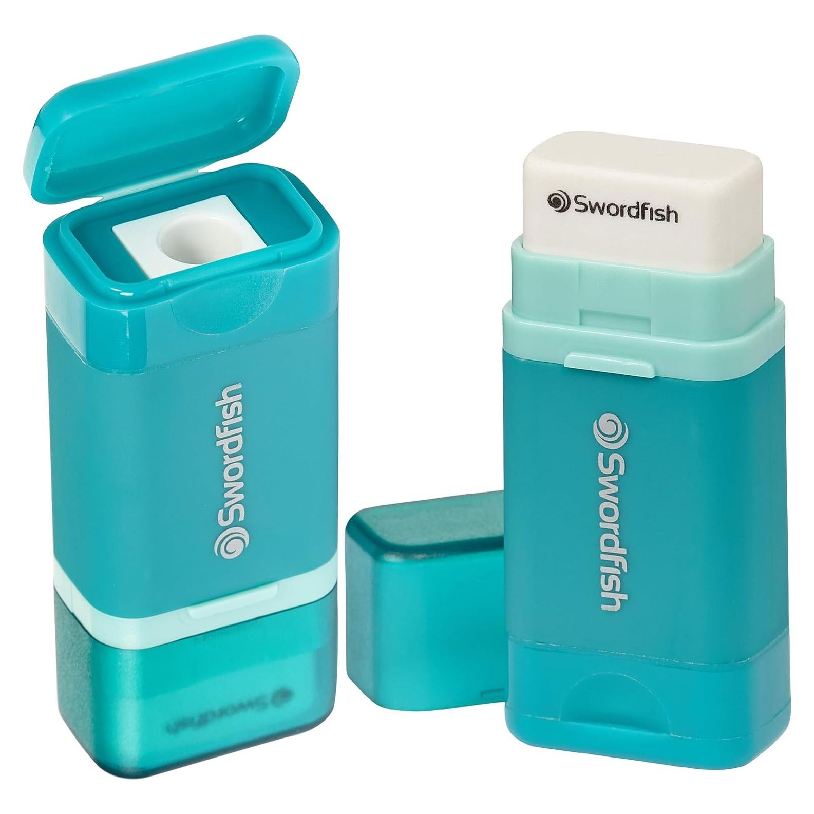 Sacapuntas y Borrador 2 en 1 Swordfish Turquesa 8mm